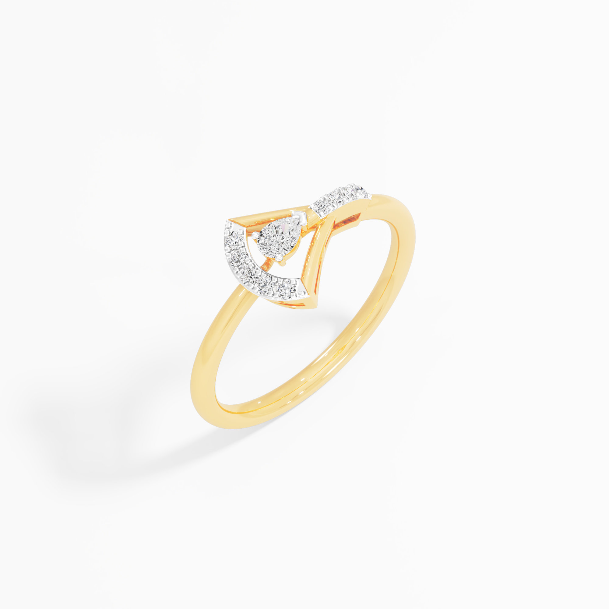 Celeste Arc Diamond Ring in 9KT Yellow Gold (Diamond Quality: FG-VVS VS)