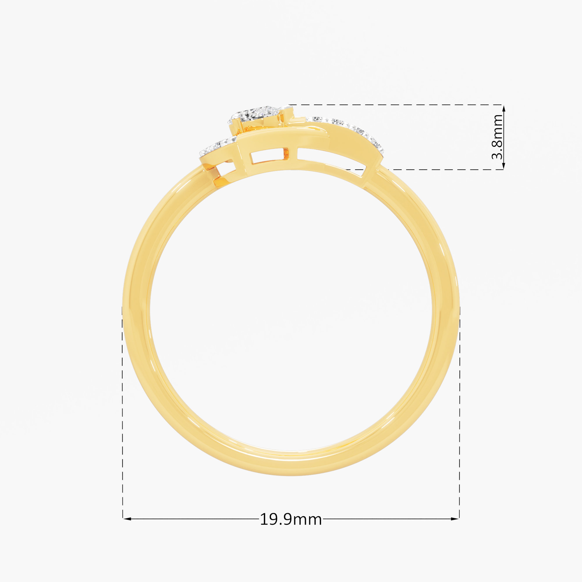 Celeste Arc Diamond Ring in 9KT Yellow Gold (Diamond Quality: FG-VVS VS)