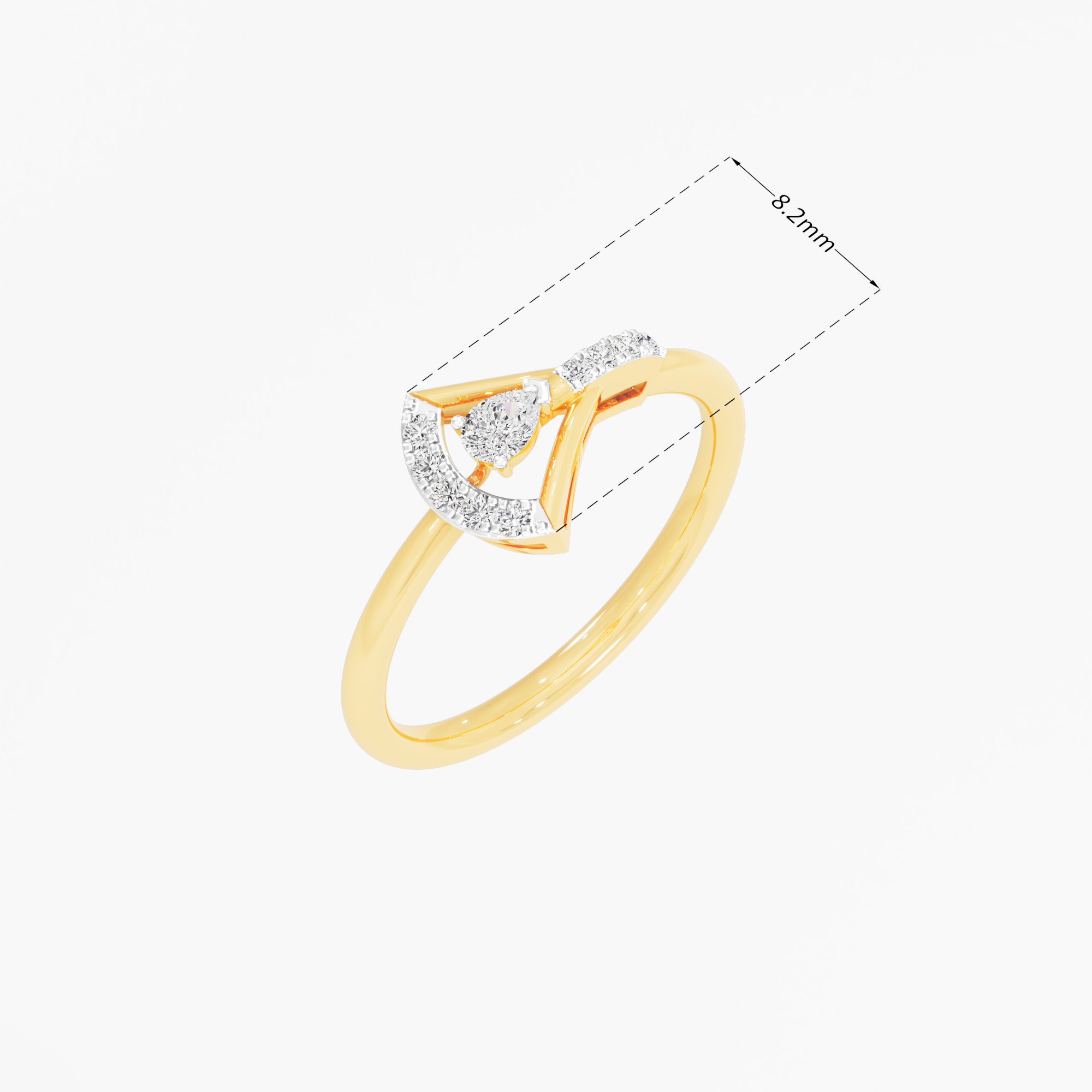 Celeste Arc Diamond Ring in 9KT Yellow Gold (Diamond Quality: FG-VVS VS)