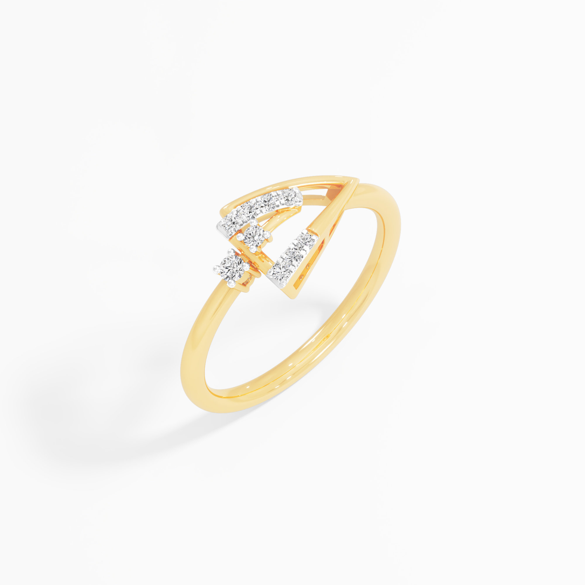Arrow Crest Diamond Ring in 9KT Yellow Gold (Diamond Quality: FG-VVS VS)