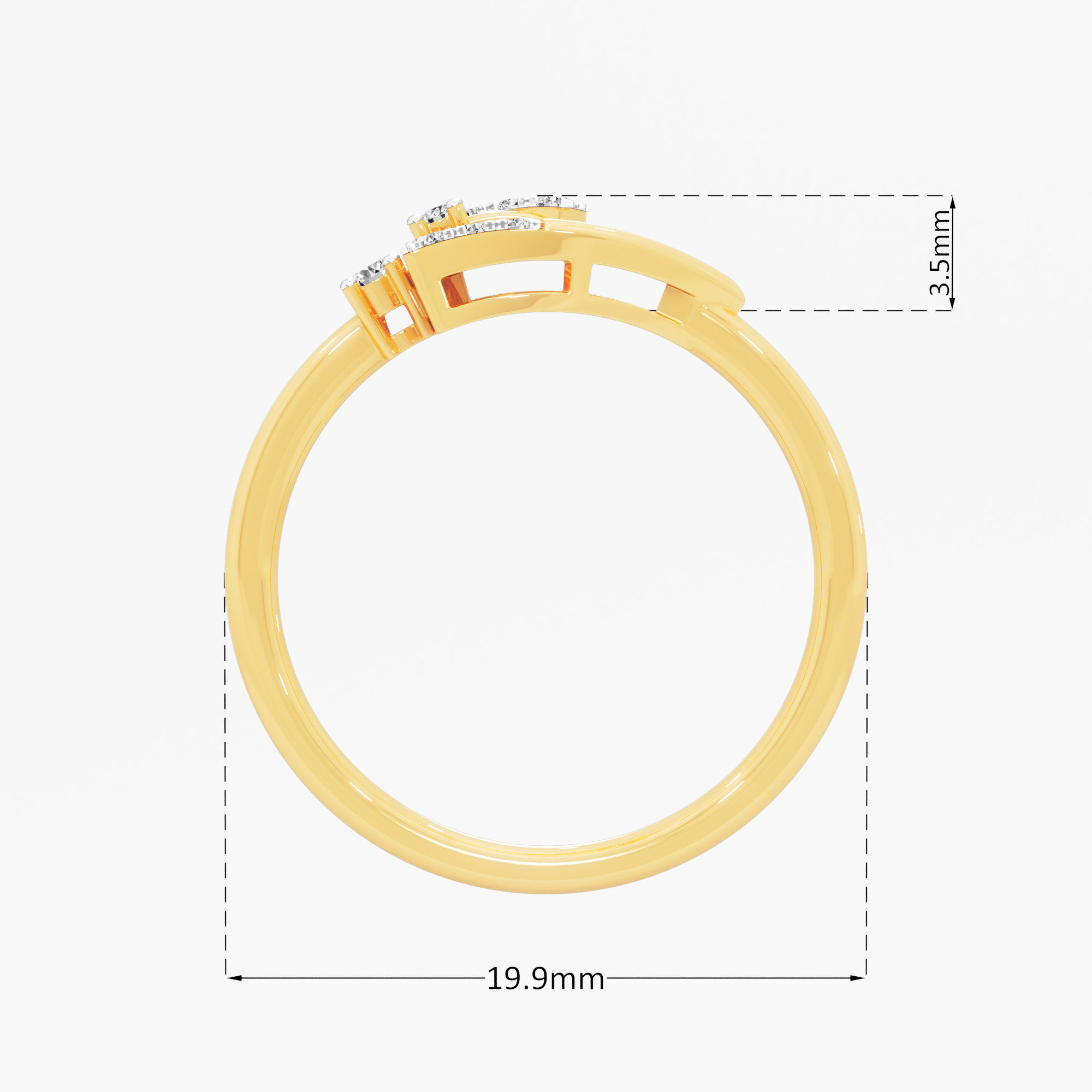 Arrow Crest Diamond Ring in 9KT Yellow Gold (Diamond Quality: FG-VVS VS)