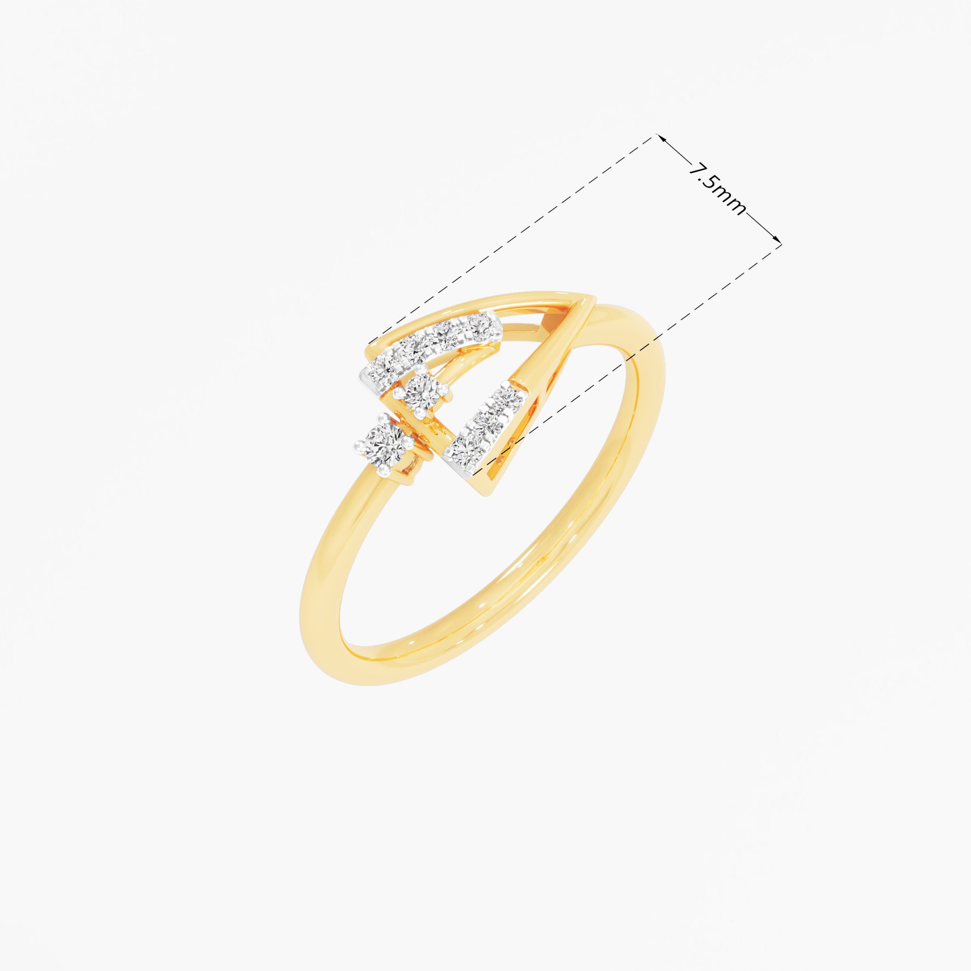 Arrow Crest Diamond Ring in 9KT Yellow Gold (Diamond Quality: FG-VVS VS)