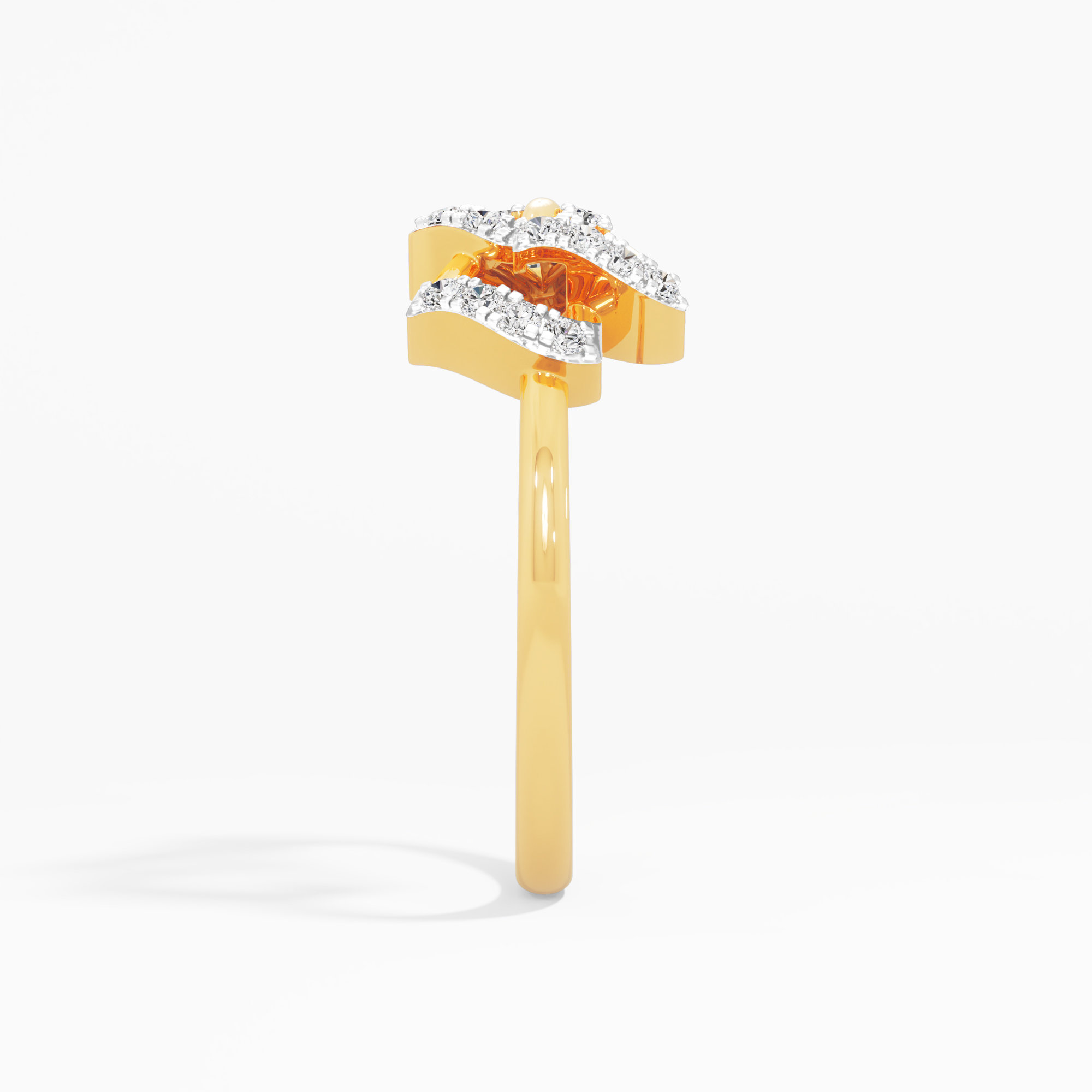 Starburst Rail Diamond Ring in 9KT Yellow Gold (Diamond Quality: FG-VVS VS)
