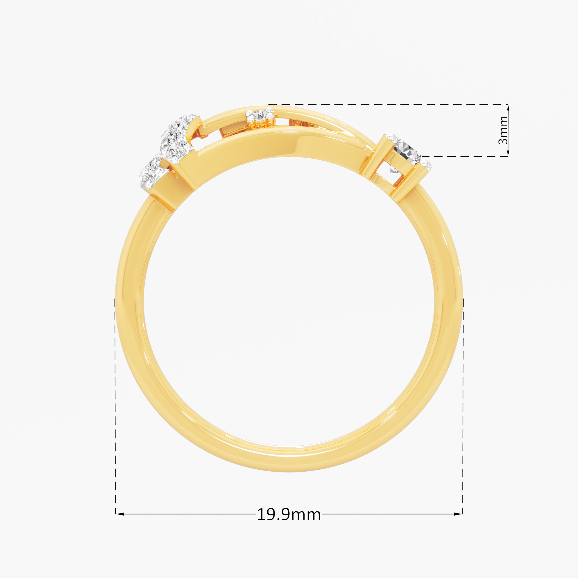 Starburst Rail Diamond Ring in 9KT Yellow Gold (Diamond Quality: FG-VVS VS)