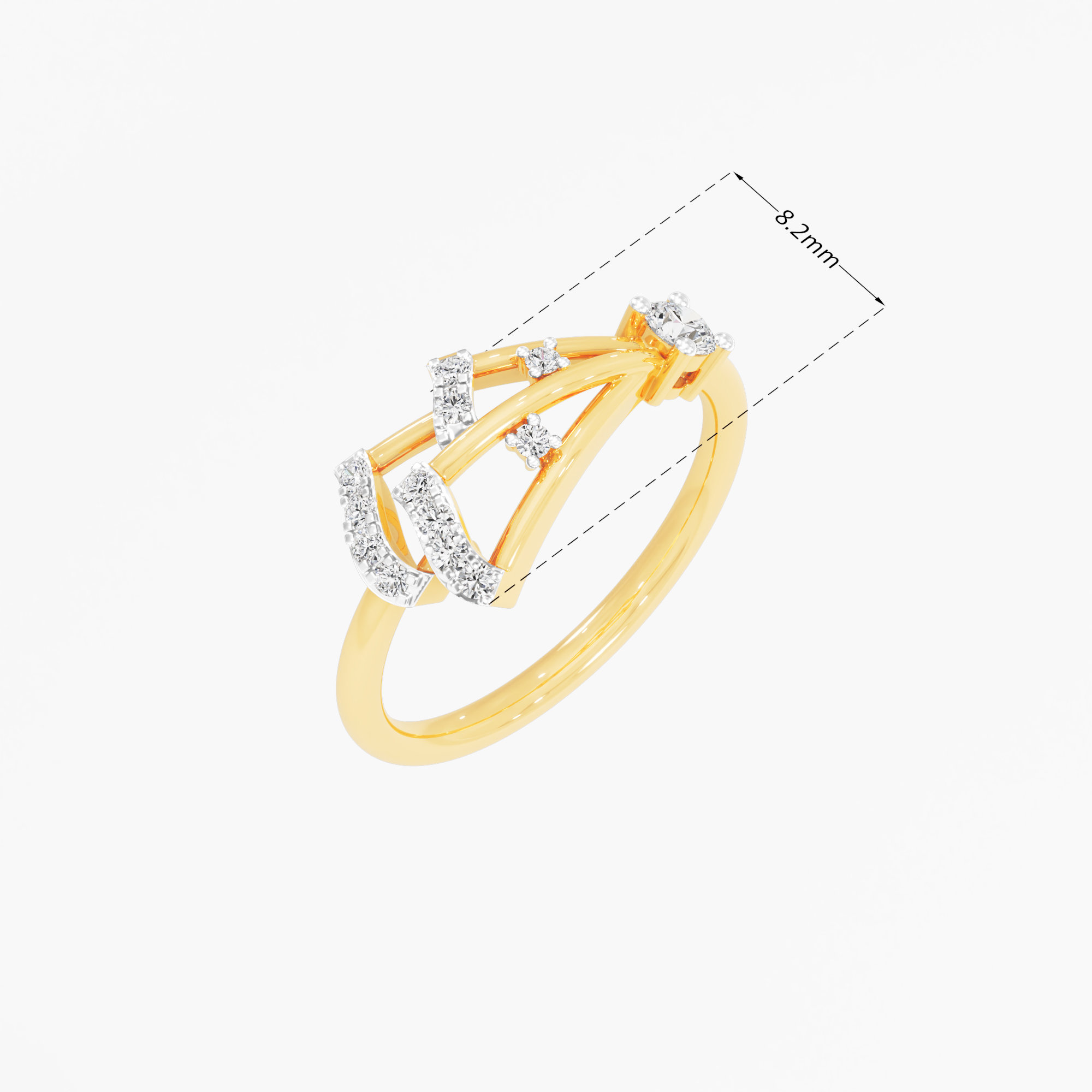 Starburst Rail Diamond Ring in 9KT Yellow Gold (Diamond Quality: FG-VVS VS)