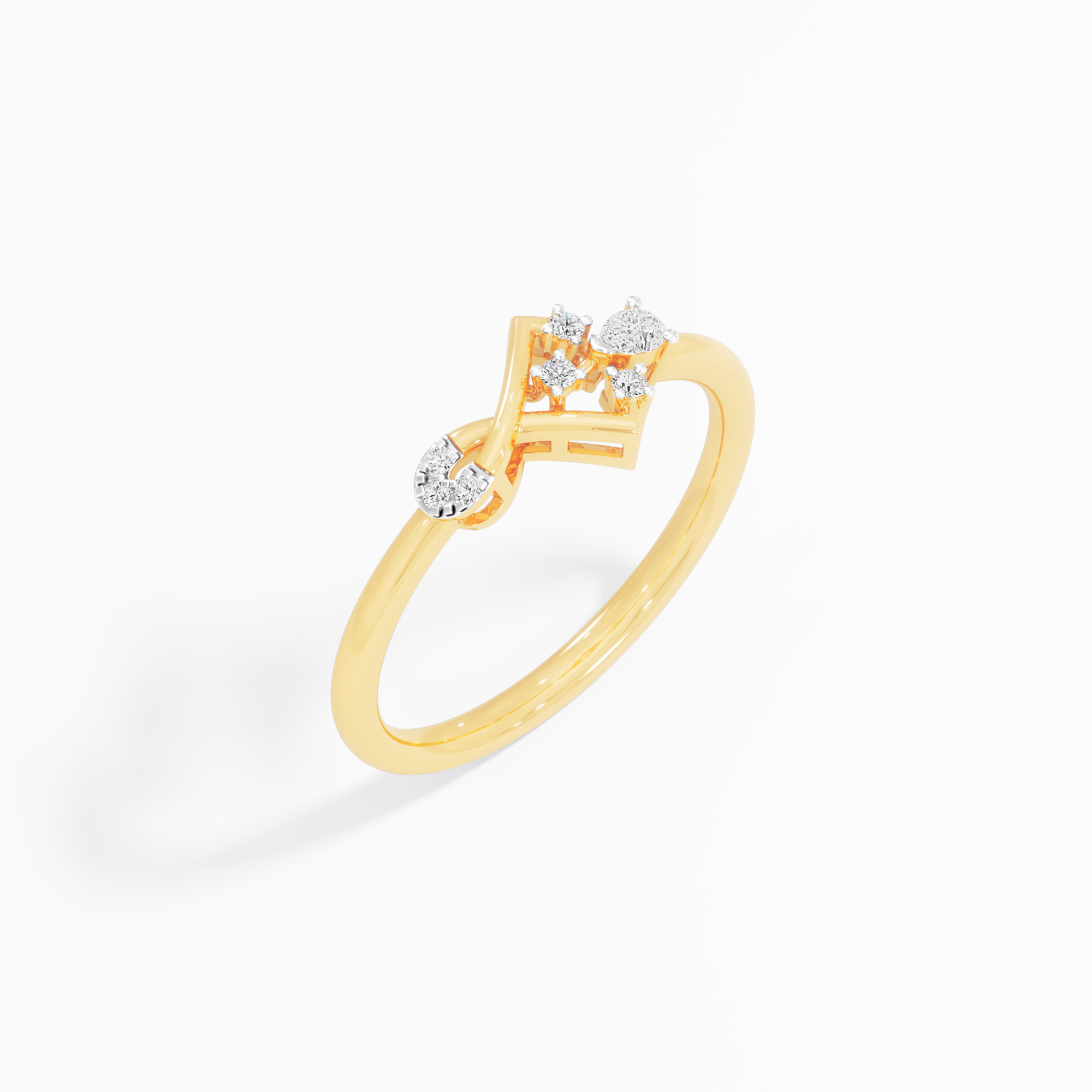Entwined Crossover Diamond Ring in 9KT Yellow Gold (Diamond Quality: FG-VVS VS)