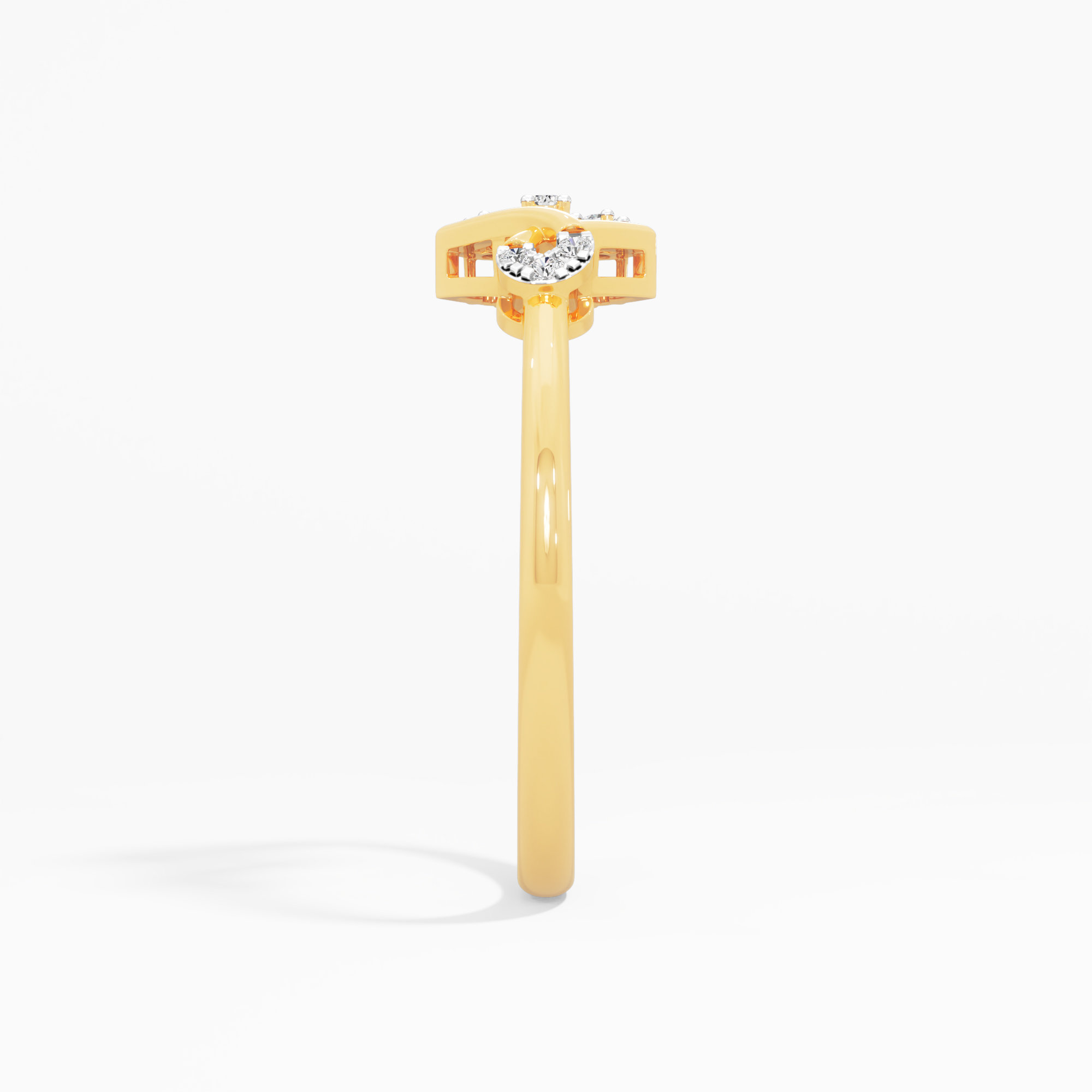 Entwined Crossover Diamond Ring in 9KT Yellow Gold (Diamond Quality: FG-VVS VS)
