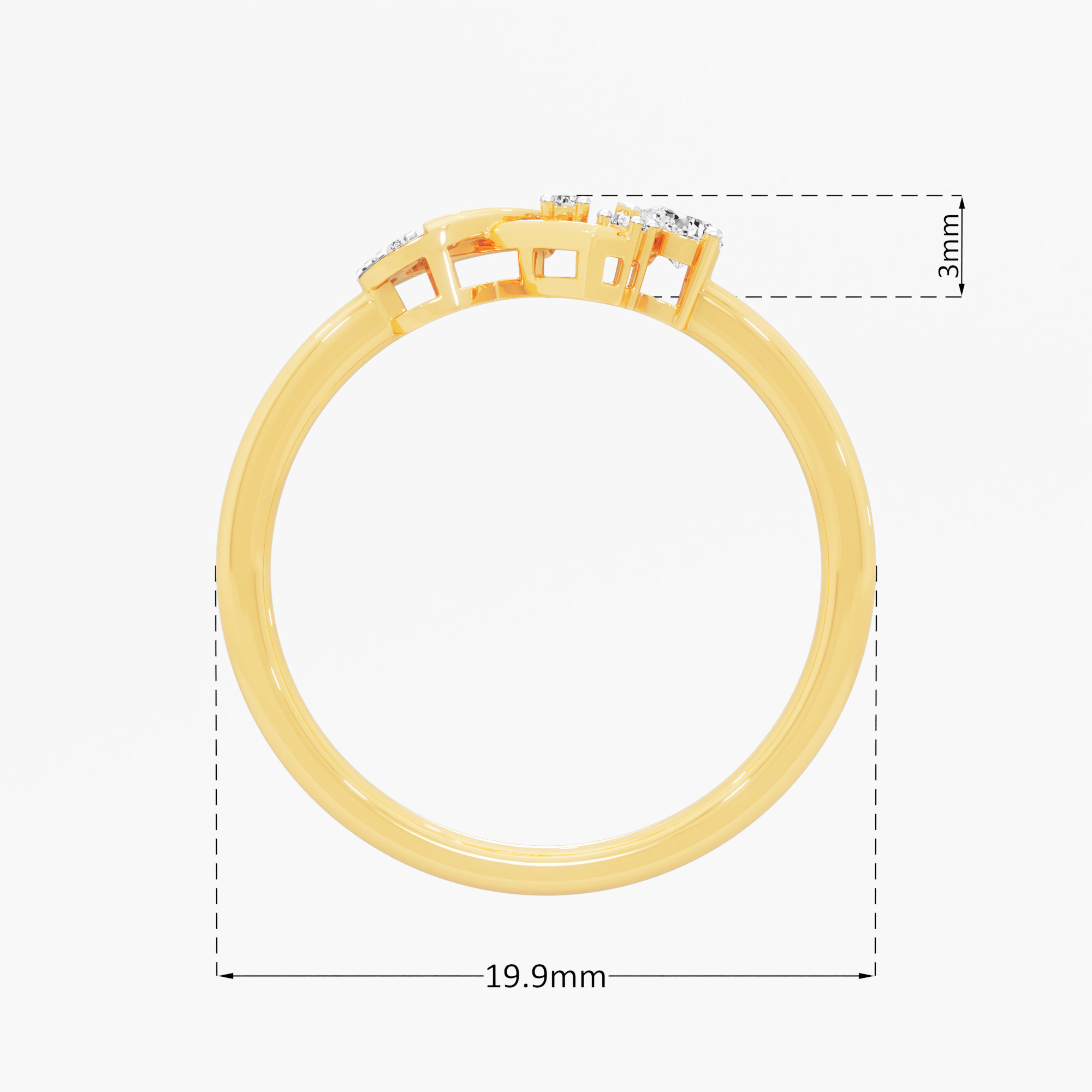 Entwined Crossover Diamond Ring in 9KT Yellow Gold (Diamond Quality: FG-VVS VS)