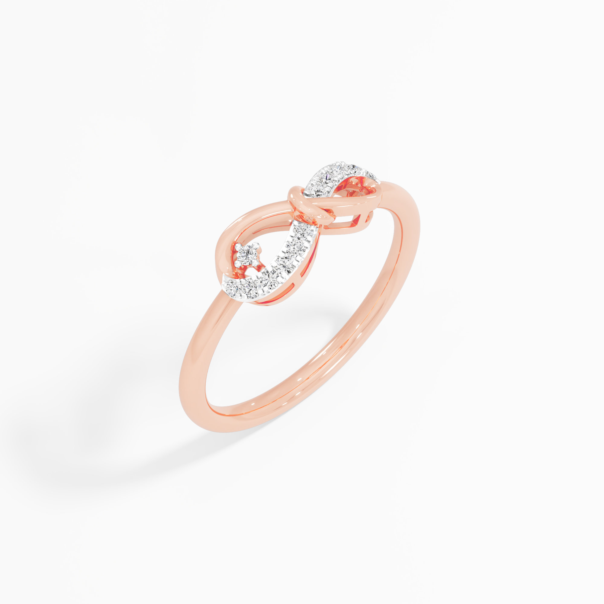 Infinity Knot Diamond Ring in 9KT Rose Gold (Diamond Quality: FG-VVS VS)