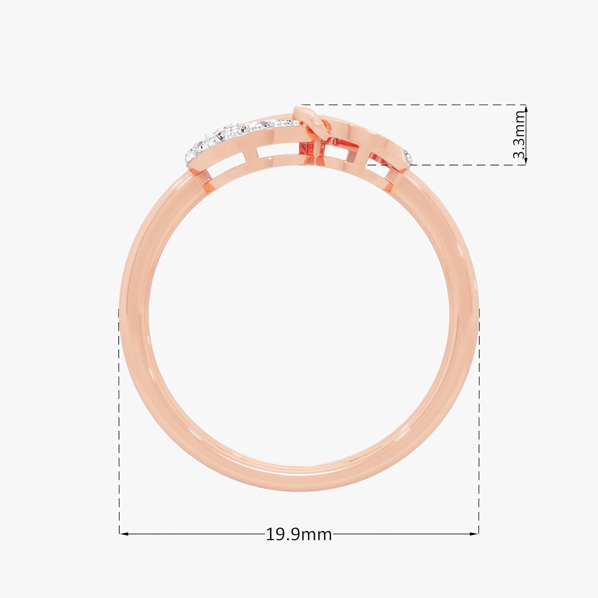 Infinity Knot Diamond Ring in 9KT Rose Gold (Diamond Quality: FG-VVS VS)