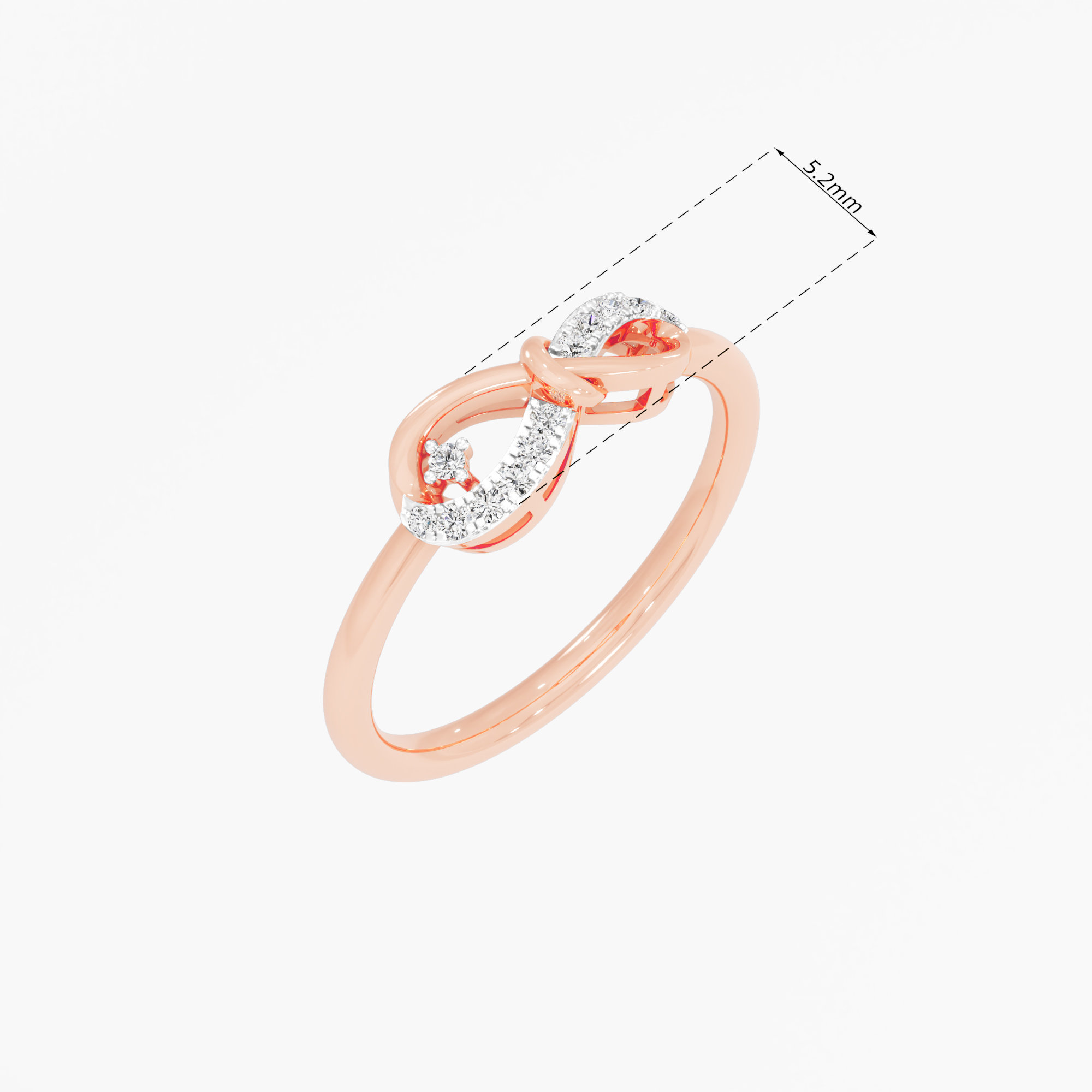 Infinity Knot Diamond Ring in 9KT Rose Gold (Diamond Quality: FG-VVS VS)