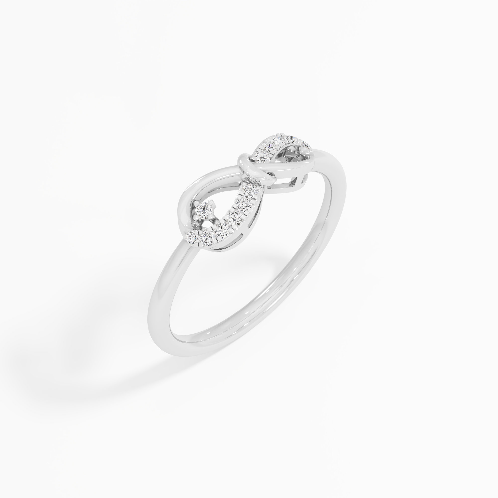 Infinity Knot Diamond Ring in 9KT White Gold (Diamond Quality: FG-VVS VS)