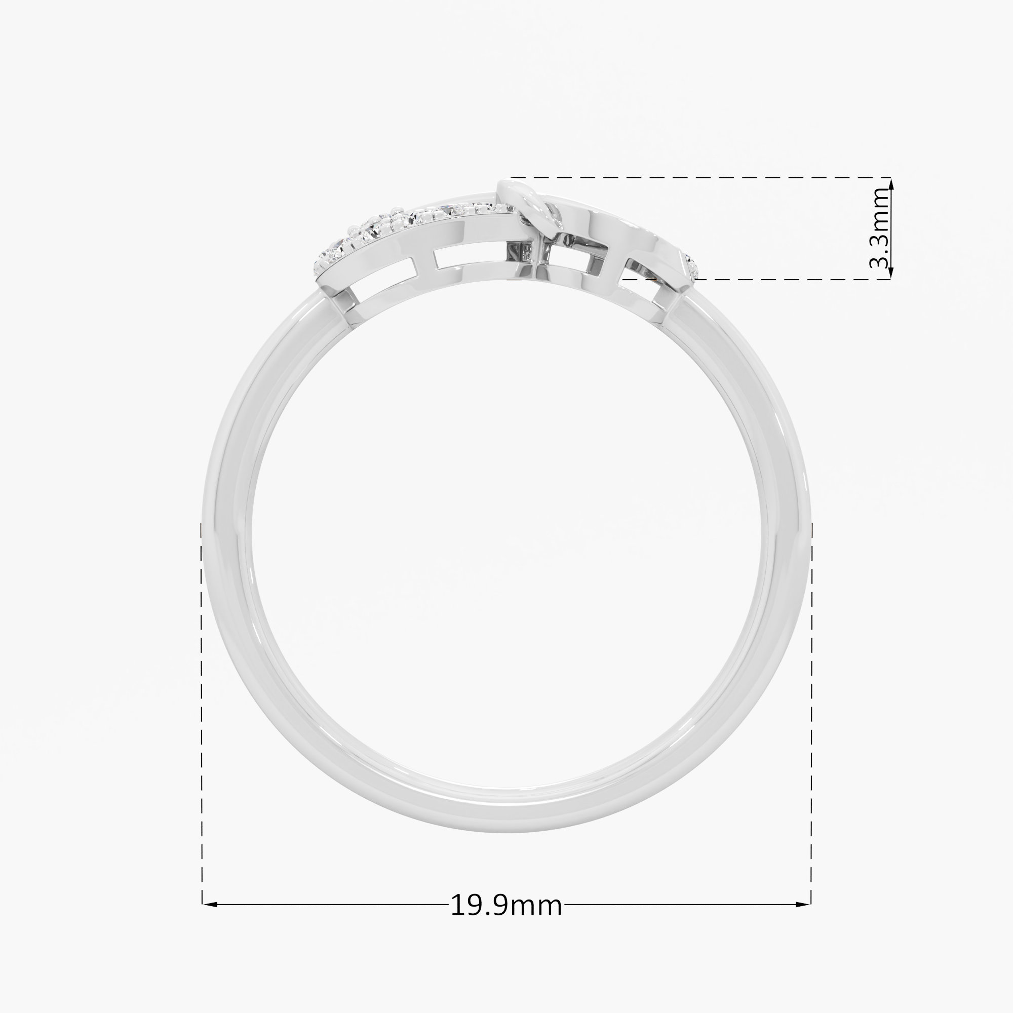 Infinity Knot Diamond Ring in 9KT White Gold (Diamond Quality: FG-VVS VS)