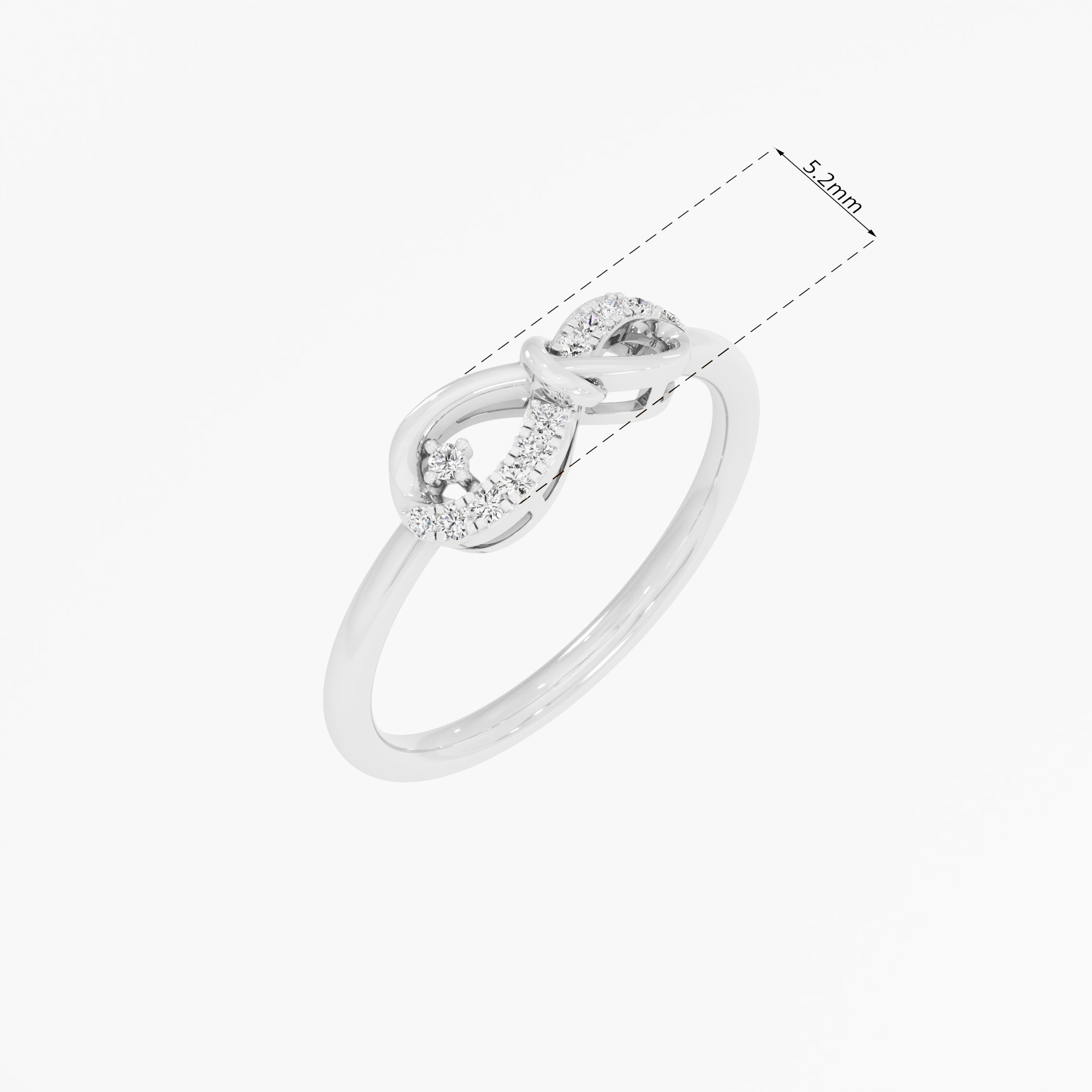 Infinity Knot Diamond Ring in 9KT White Gold (Diamond Quality: FG-VVS VS)