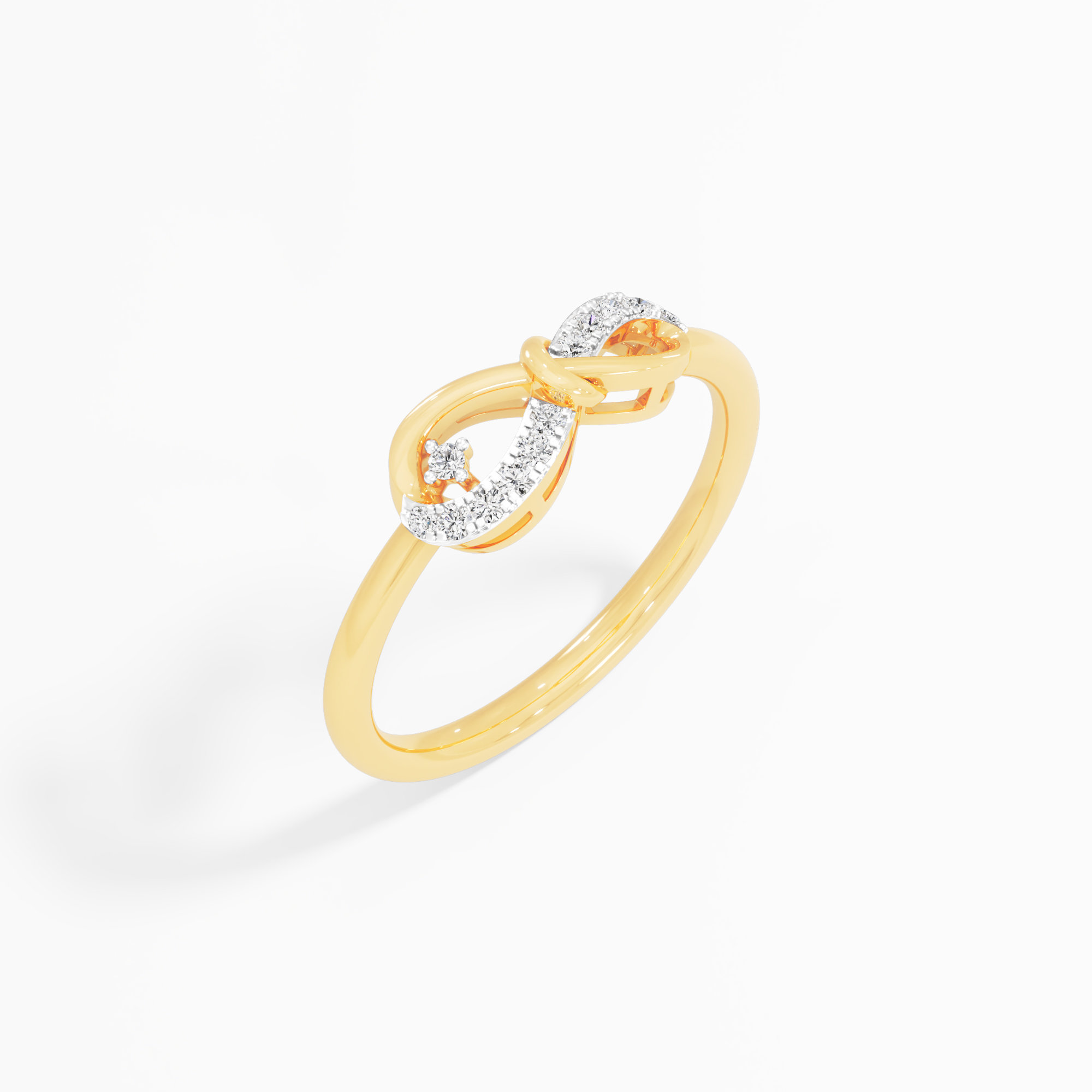 Infinity Knot Diamond Ring in 9KT Yellow Gold (Diamond Quality: FG-VVS VS)