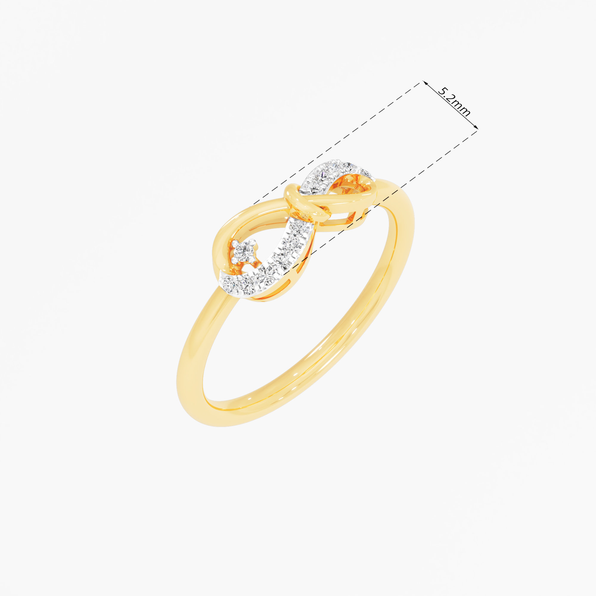 Infinity Knot Diamond Ring in 9KT Yellow Gold (Diamond Quality: FG-VVS VS)