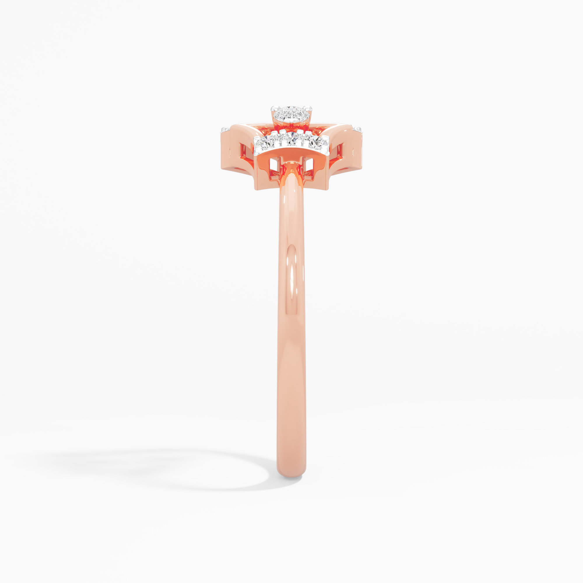 Chevron Point Diamond Ring in 9KT Rose Gold (Diamond Quality: FG-VVS VS)
