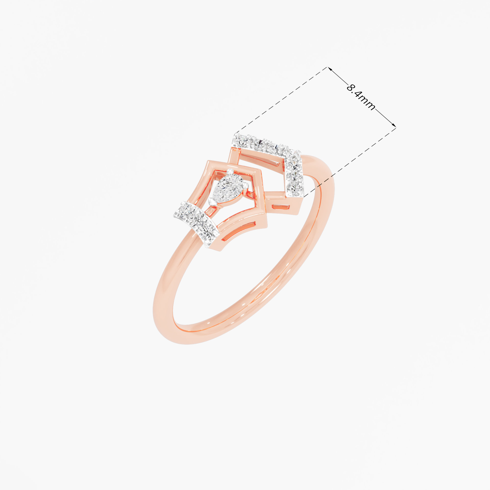 Chevron Point Diamond Ring in 9KT Rose Gold (Diamond Quality: FG-VVS VS)