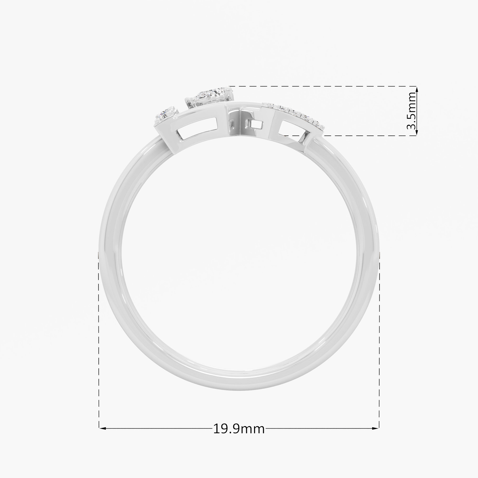 Chevron Point Diamond Ring in 9KT White Gold (Diamond Quality: FG-VVS VS)