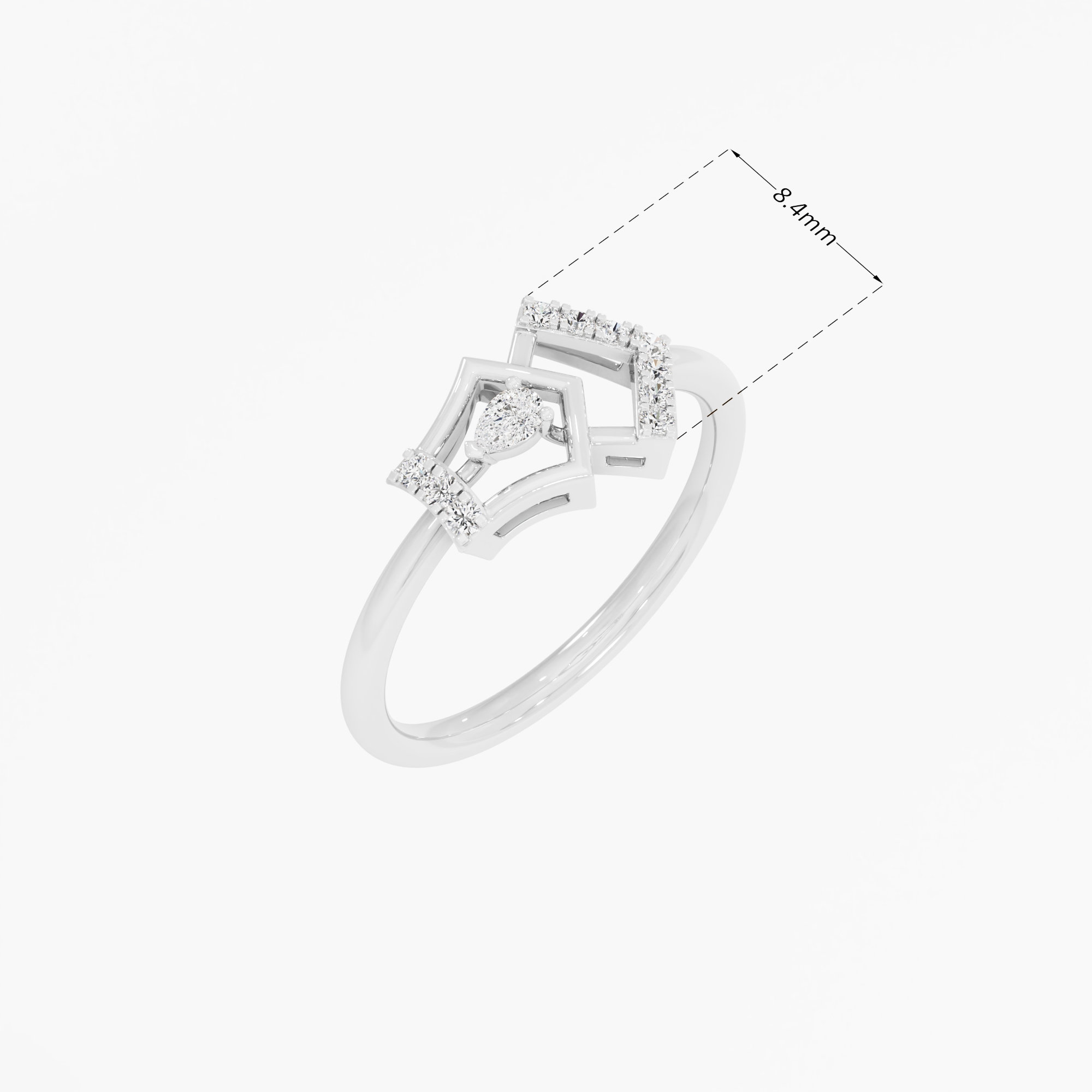Chevron Point Diamond Ring in 9KT White Gold (Diamond Quality: FG-VVS VS)