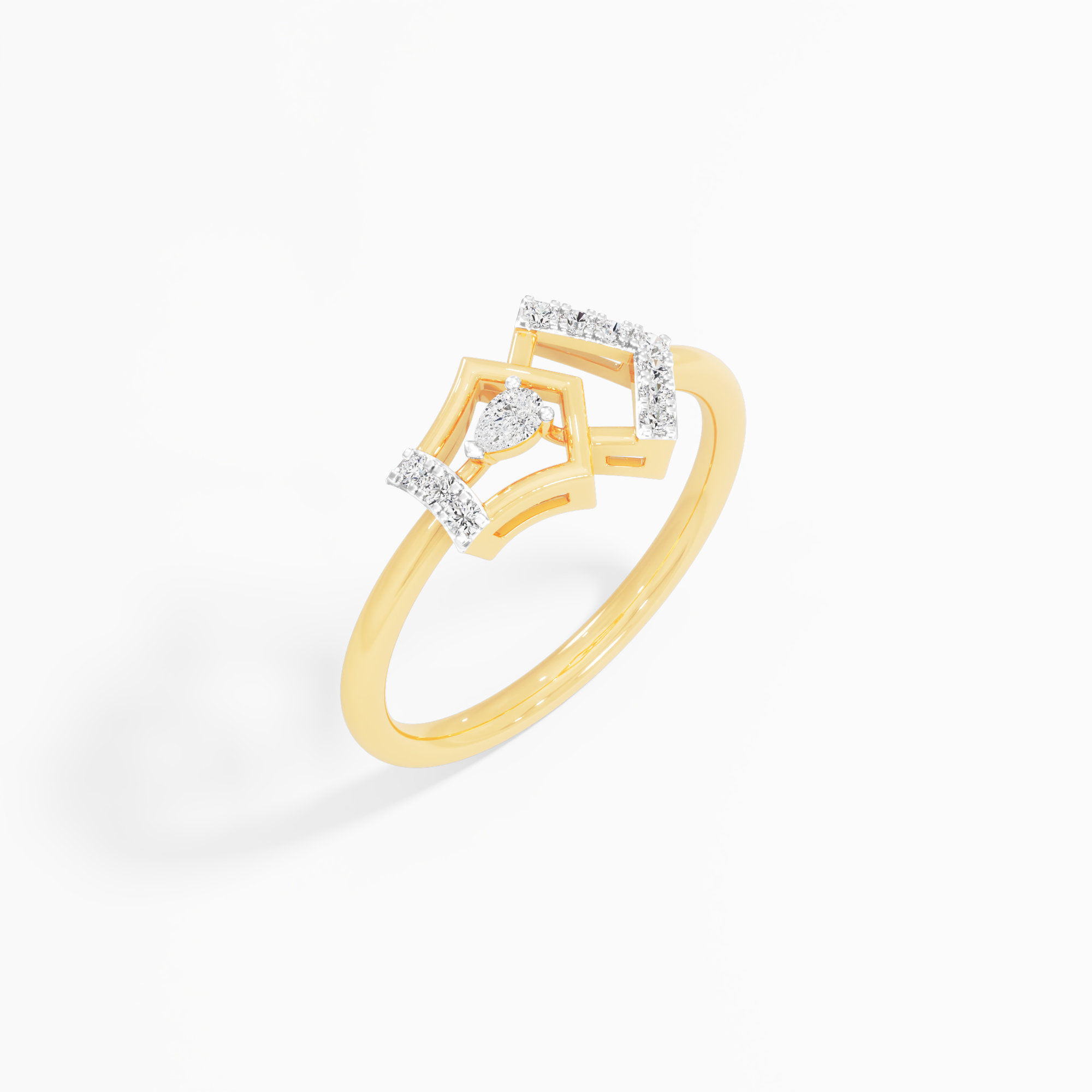 Chevron Point Diamond Ring in 9KT Yellow Gold (Diamond Quality: FG-VVS VS)
