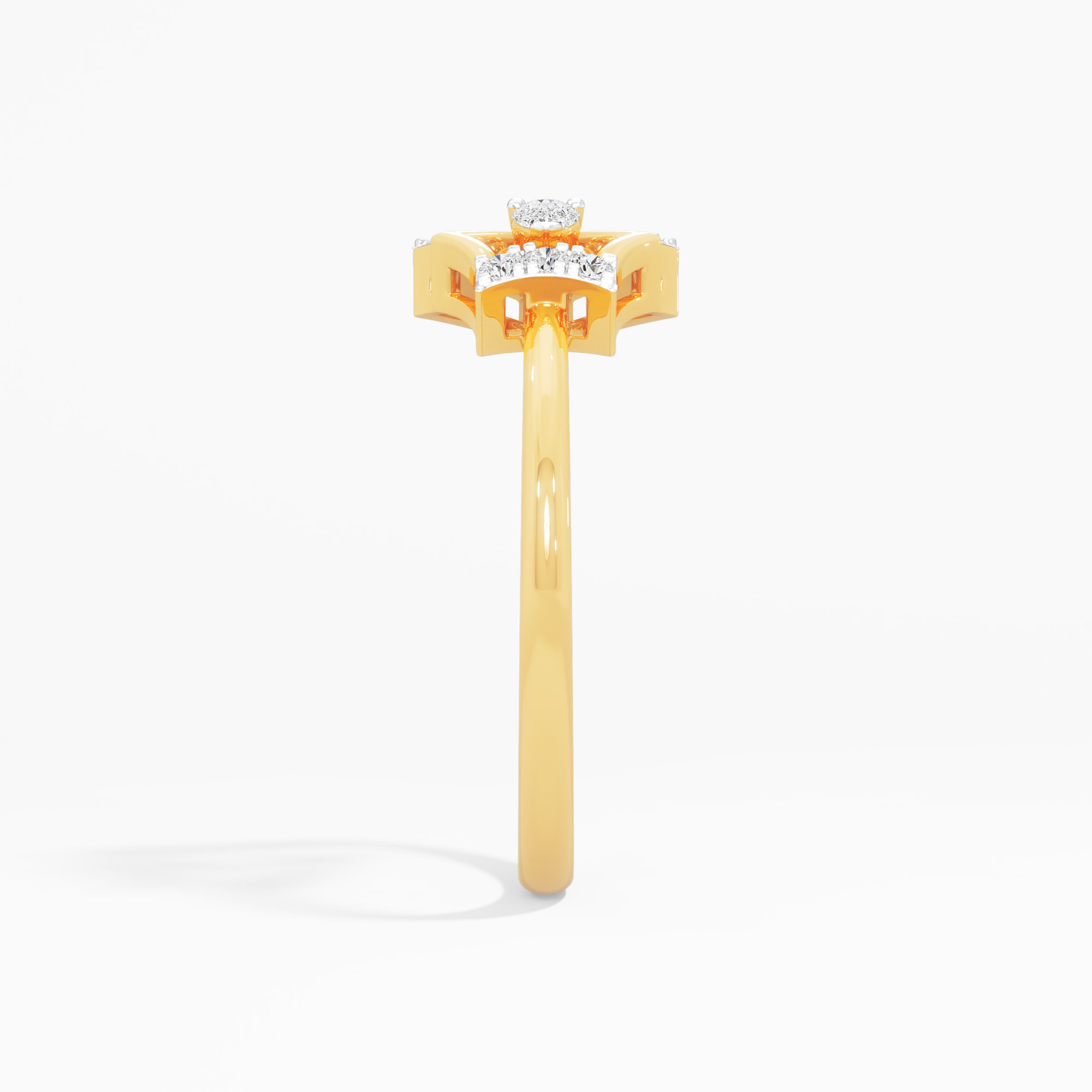 Chevron Point Diamond Ring in 9KT Yellow Gold (Diamond Quality: FG-VVS VS)