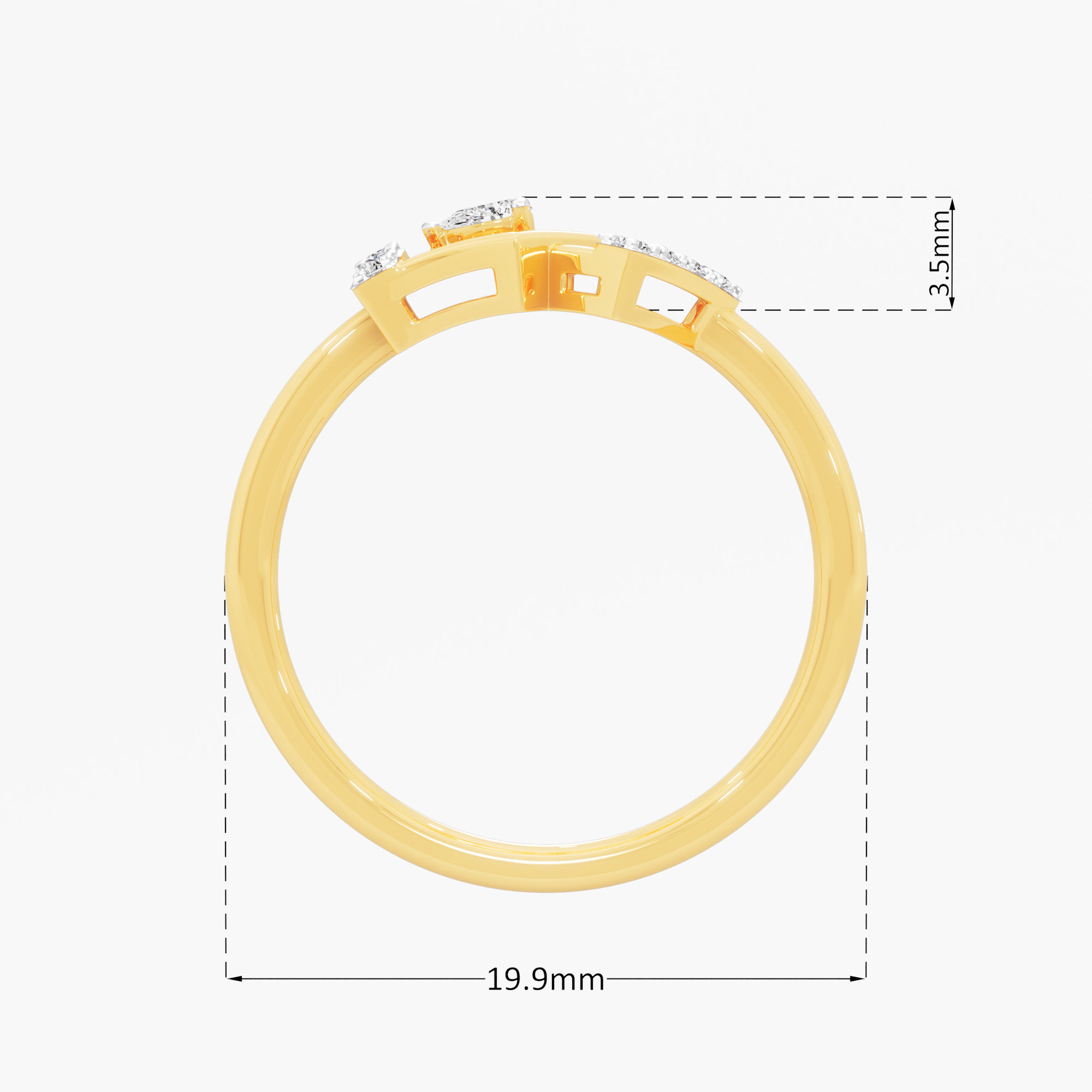 Chevron Point Diamond Ring in 9KT Yellow Gold (Diamond Quality: FG-VVS VS)