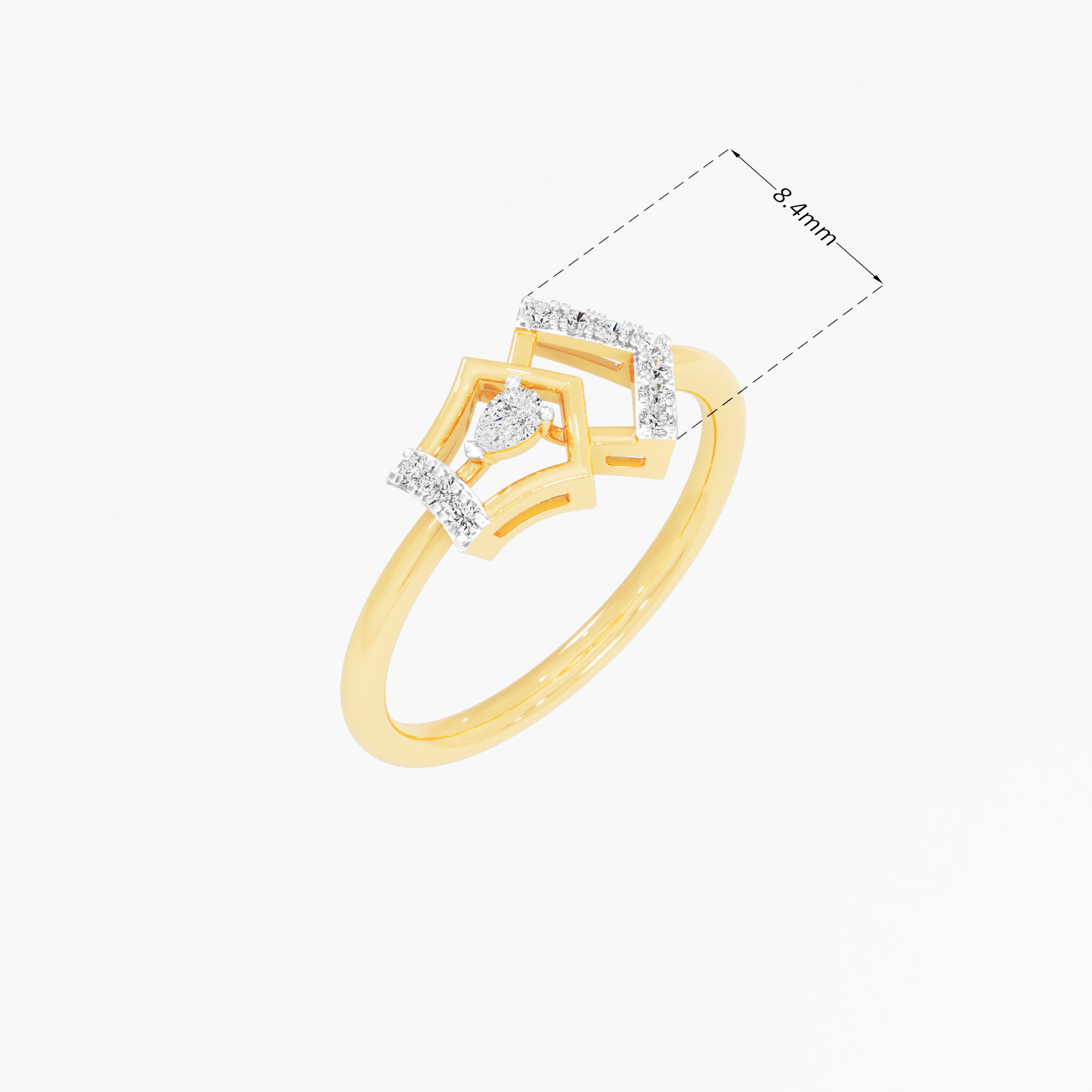 Chevron Point Diamond Ring in 9KT Yellow Gold (Diamond Quality: FG-VVS VS)