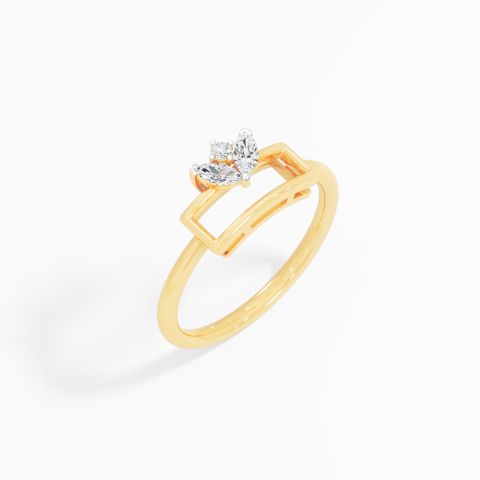Lotus Crown Diamond Ring in 9KT Yellow Gold (Diamond Quality: FG-VVS VS)