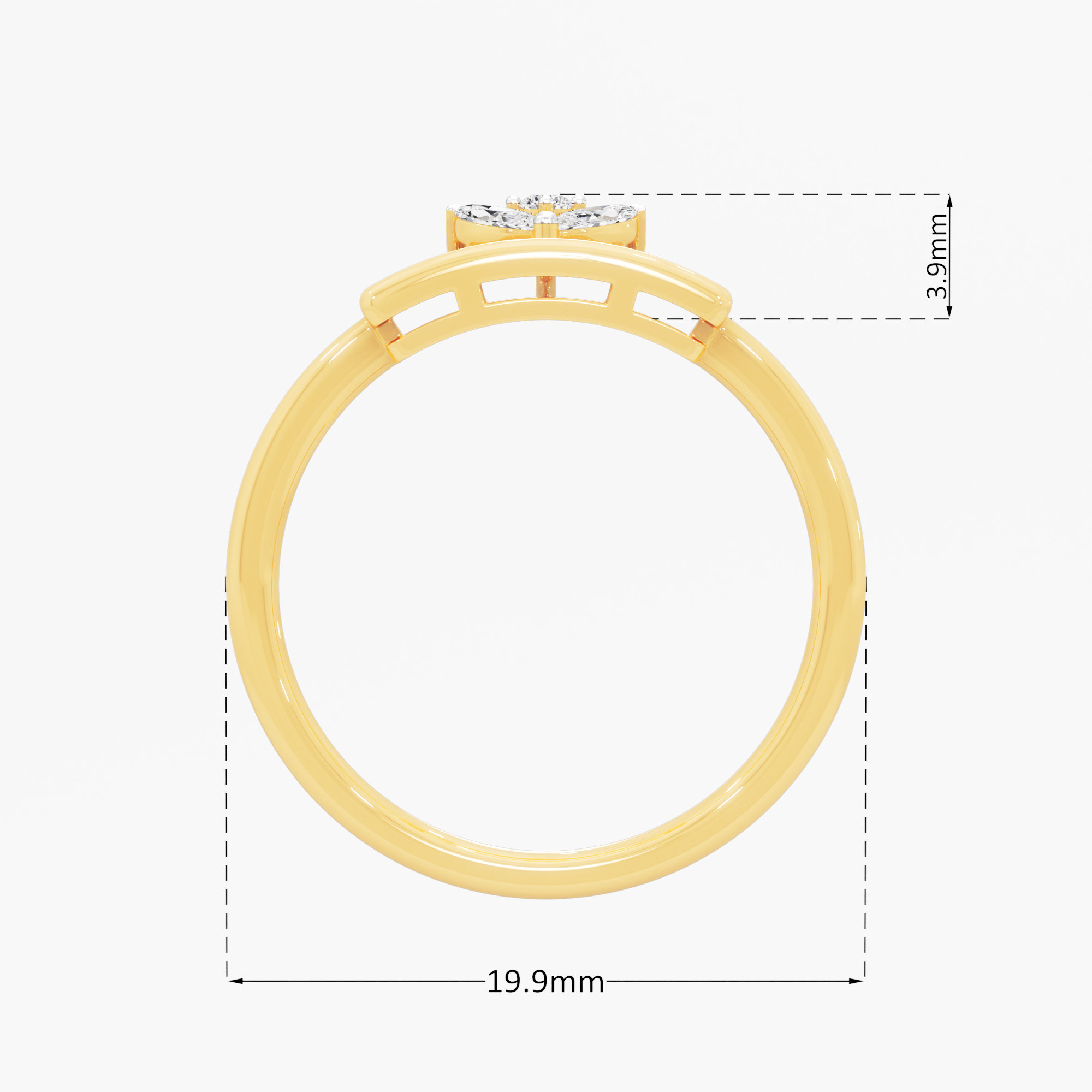 Lotus Crown Diamond Ring in 9KT Yellow Gold (Diamond Quality: FG-VVS VS)