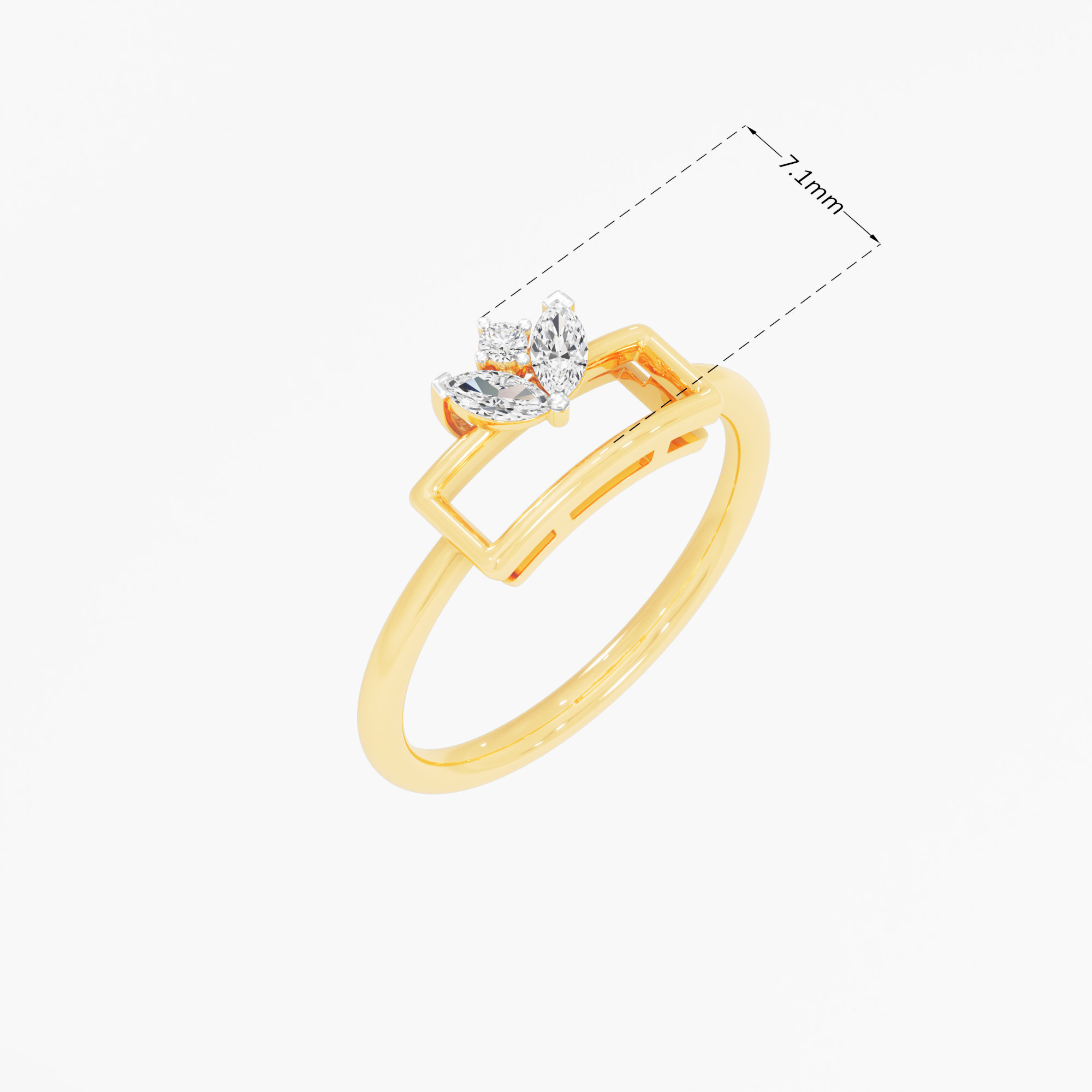 Lotus Crown Diamond Ring in 9KT Yellow Gold (Diamond Quality: FG-VVS VS)