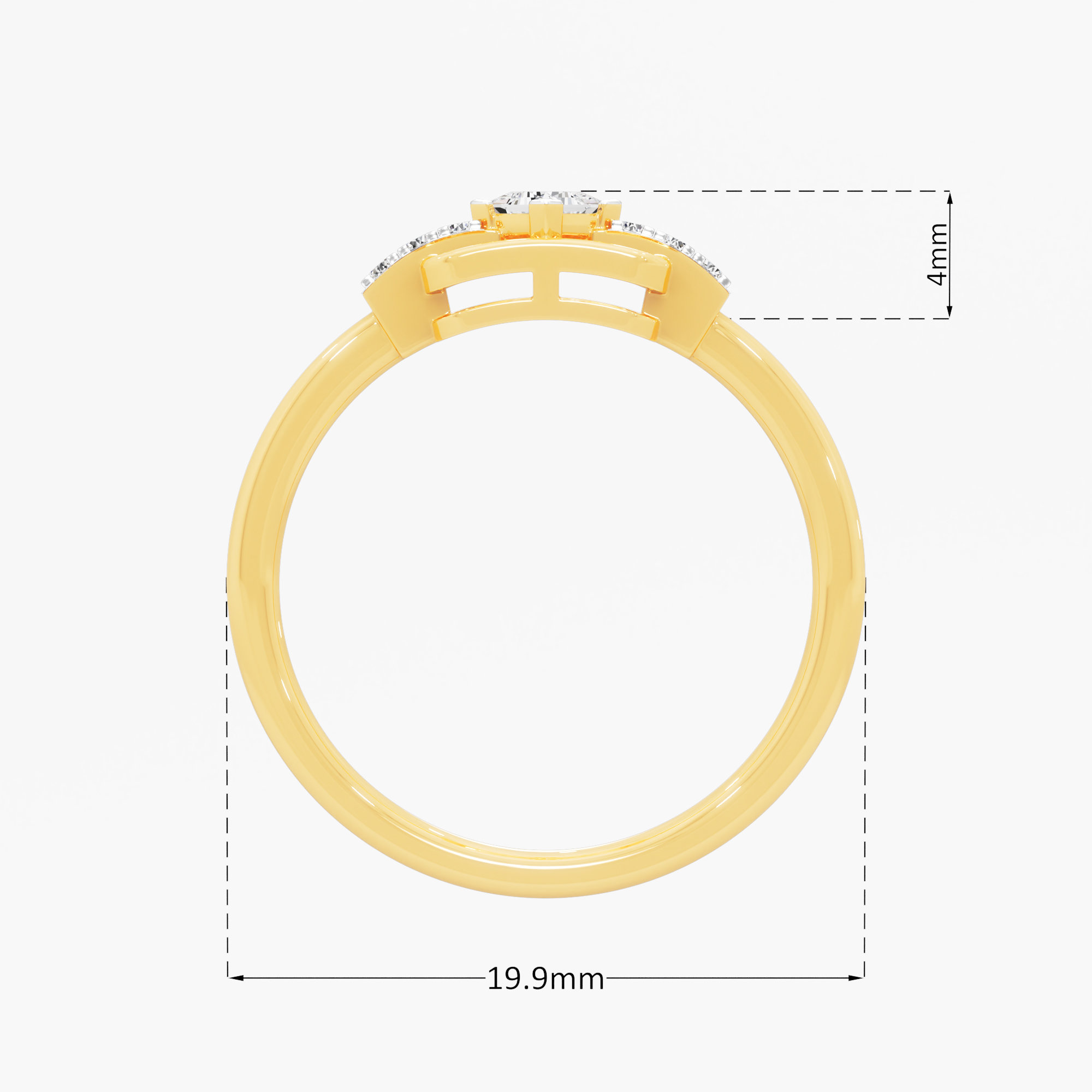 Princess Sovereign Diamond Ring in 9KT Yellow Gold (Diamond Quality: FG-VVS VS)