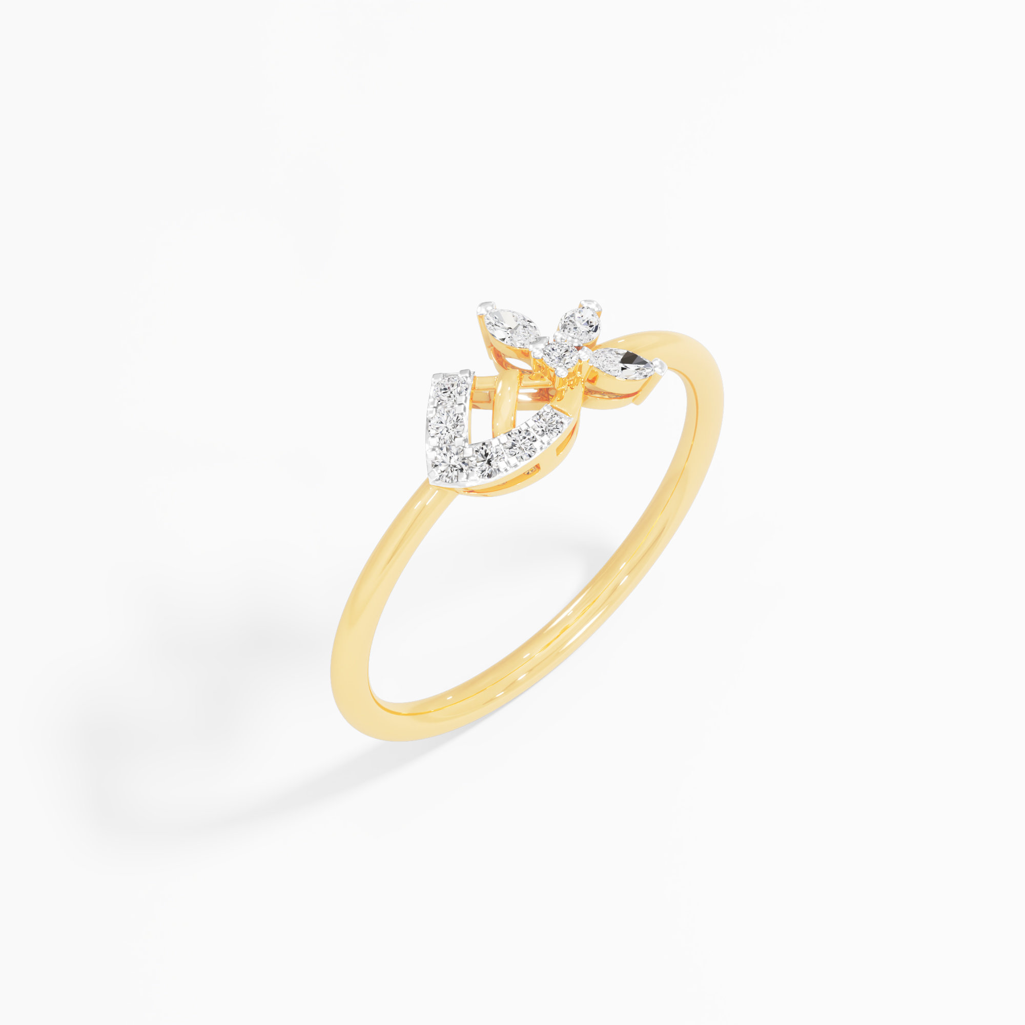Petal Whisper Marquise Diamond Ring in 9KT Yellow Gold (Diamond Quality: FG-VVS VS)