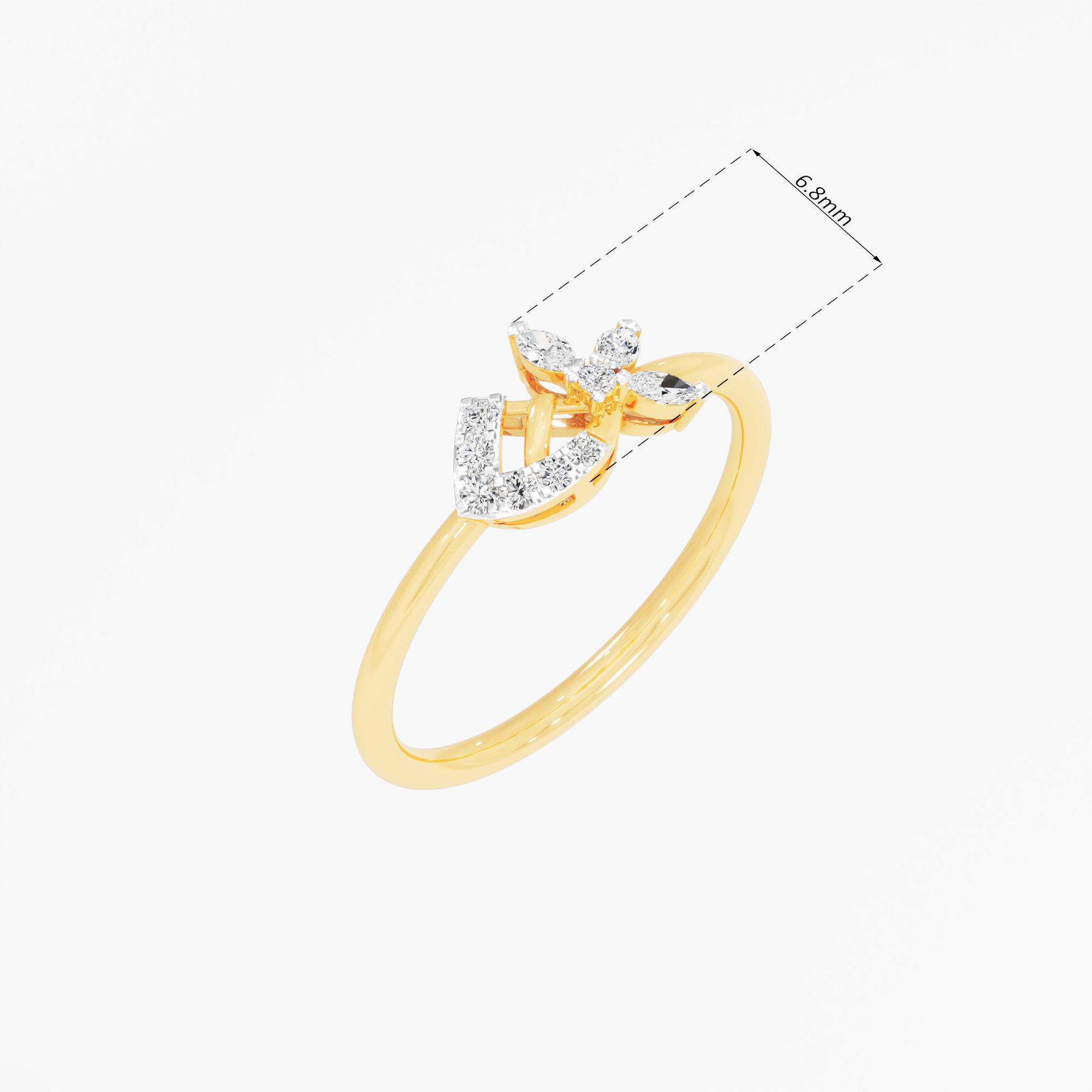 Petal Whisper Marquise Diamond Ring in 9KT Yellow Gold (Diamond Quality: FG-VVS VS)