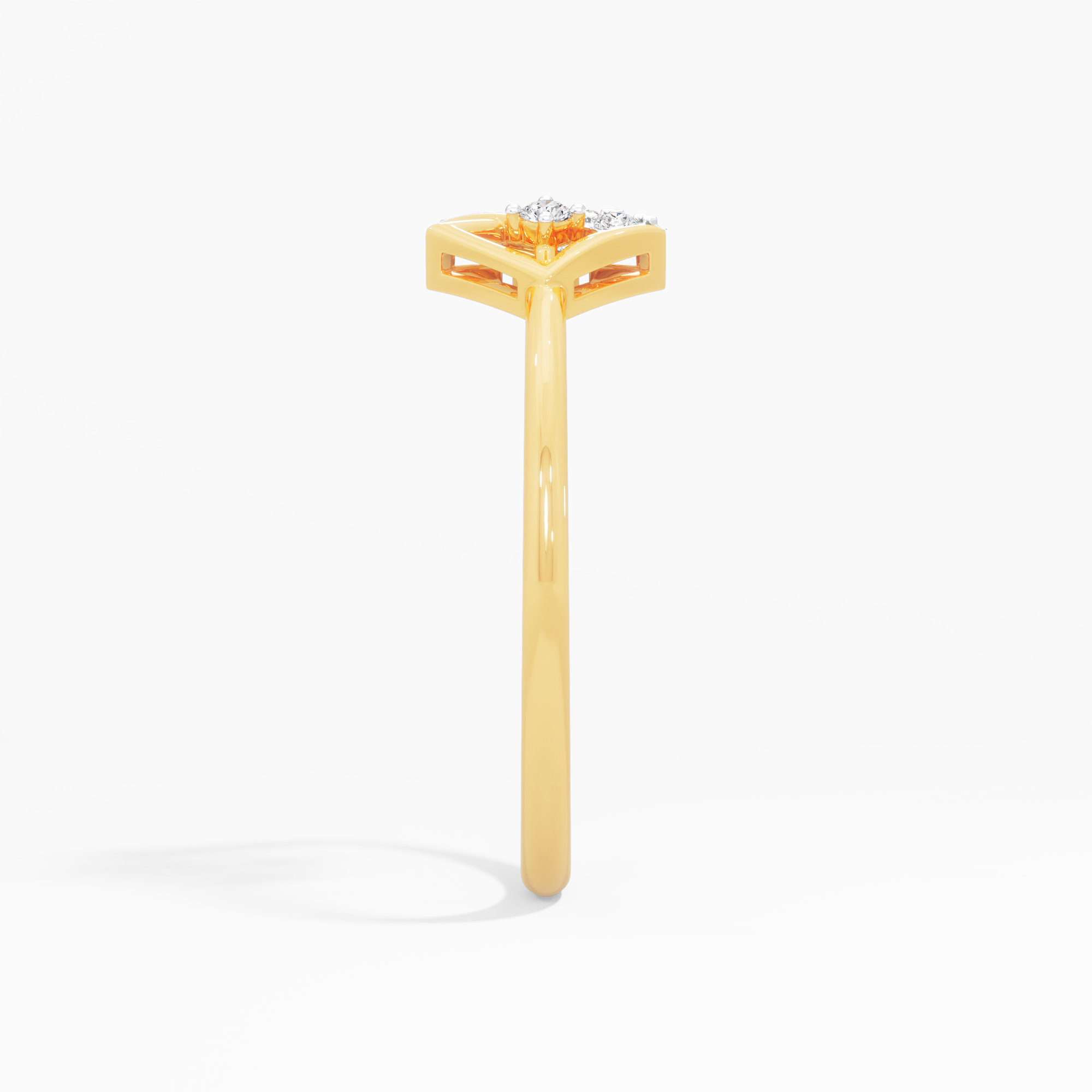 Geometric Lattice Diamond Ring in 9KT Yellow Gold (Diamond Quality: FG-VVS VS)