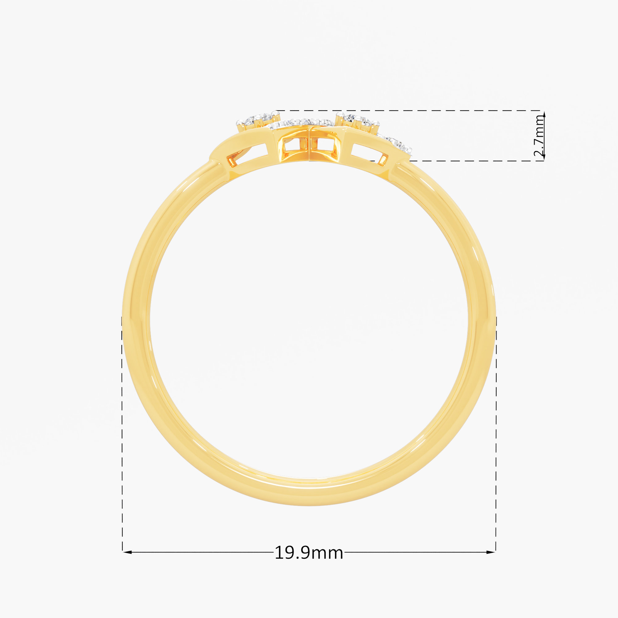 Geometric Lattice Diamond Ring in 9KT Yellow Gold (Diamond Quality: FG-VVS VS)