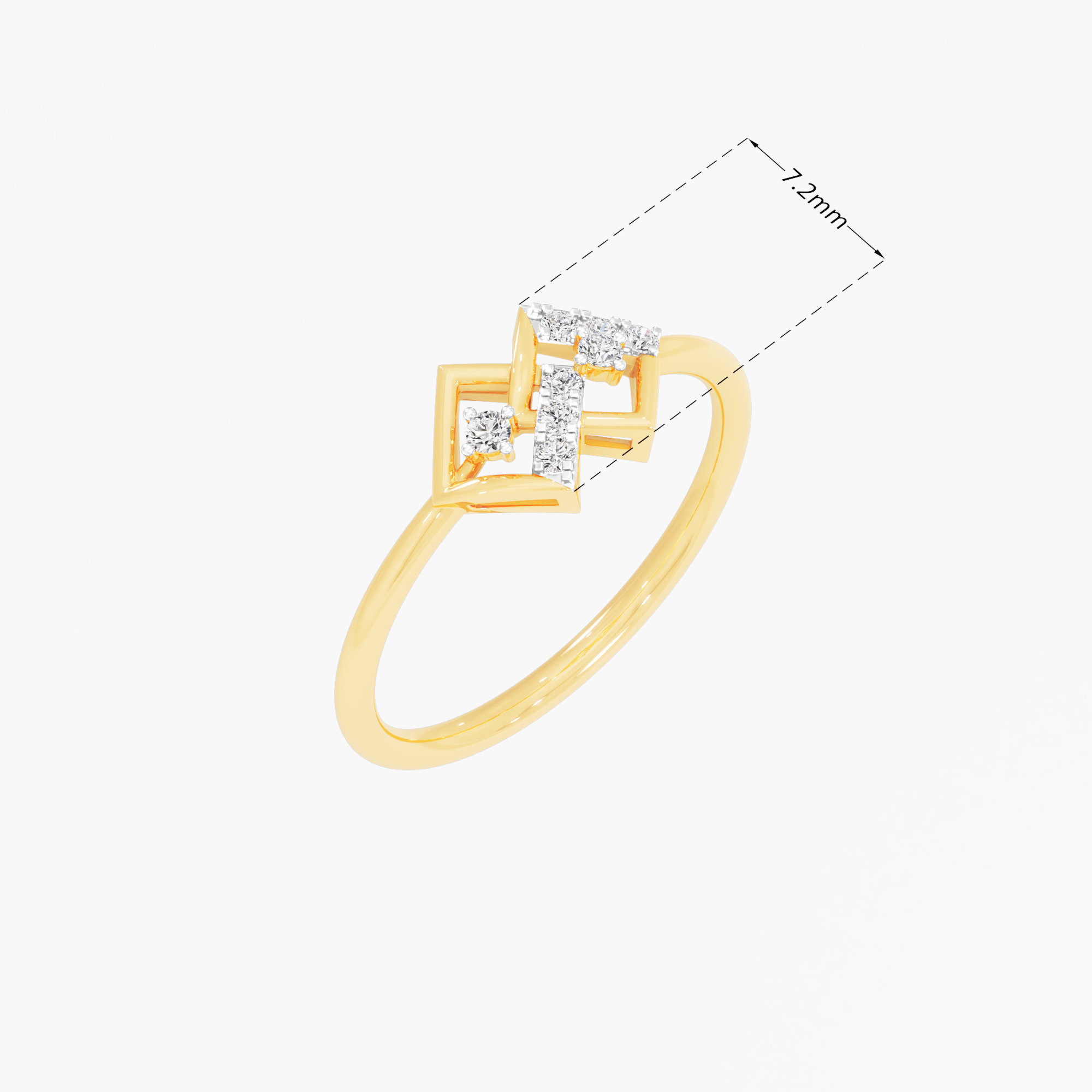 Geometric Lattice Diamond Ring in 9KT Yellow Gold (Diamond Quality: FG-VVS VS)