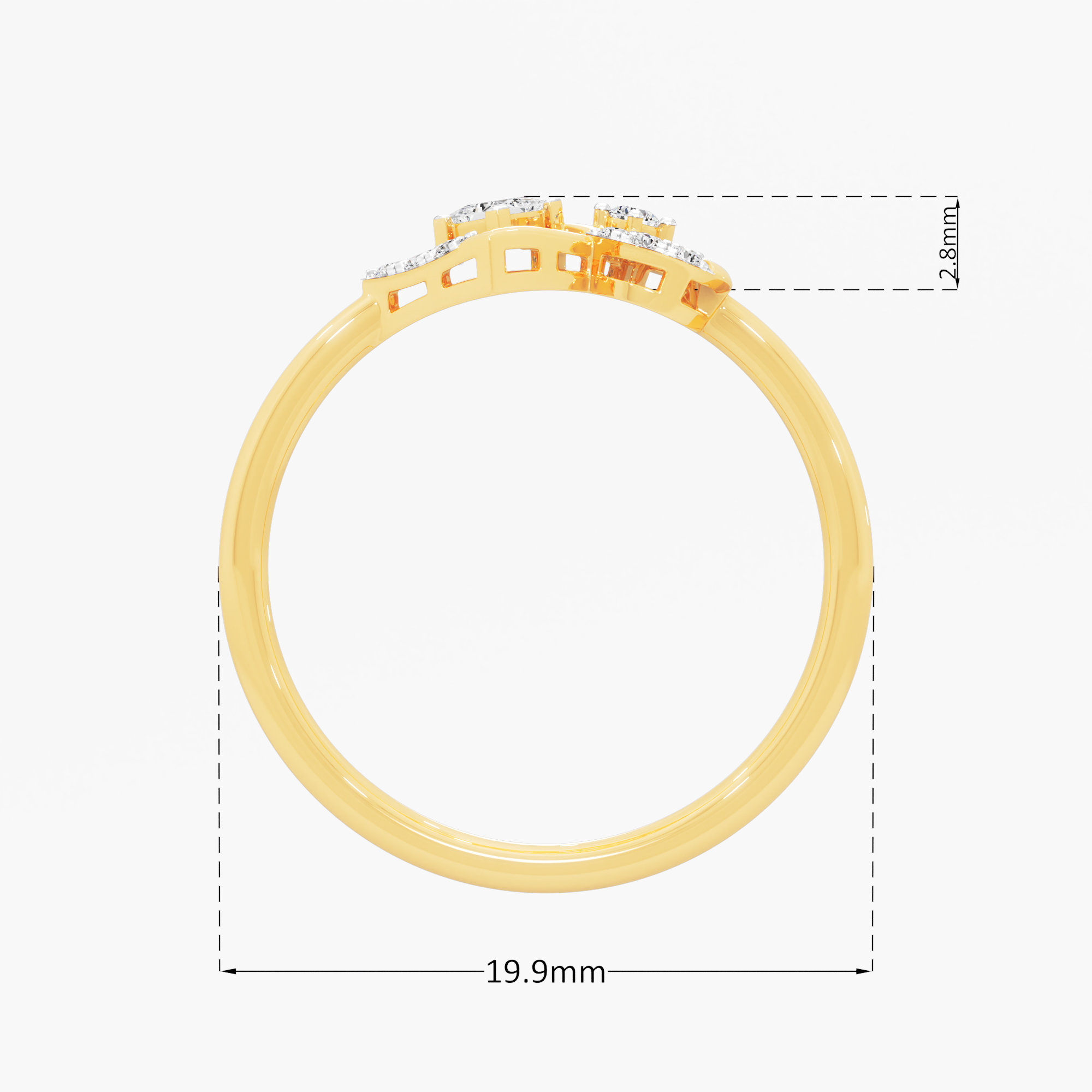 Prism Square Halo Diamond Ring in 9KT Yellow Gold (Diamond Quality: FG-VVS VS)