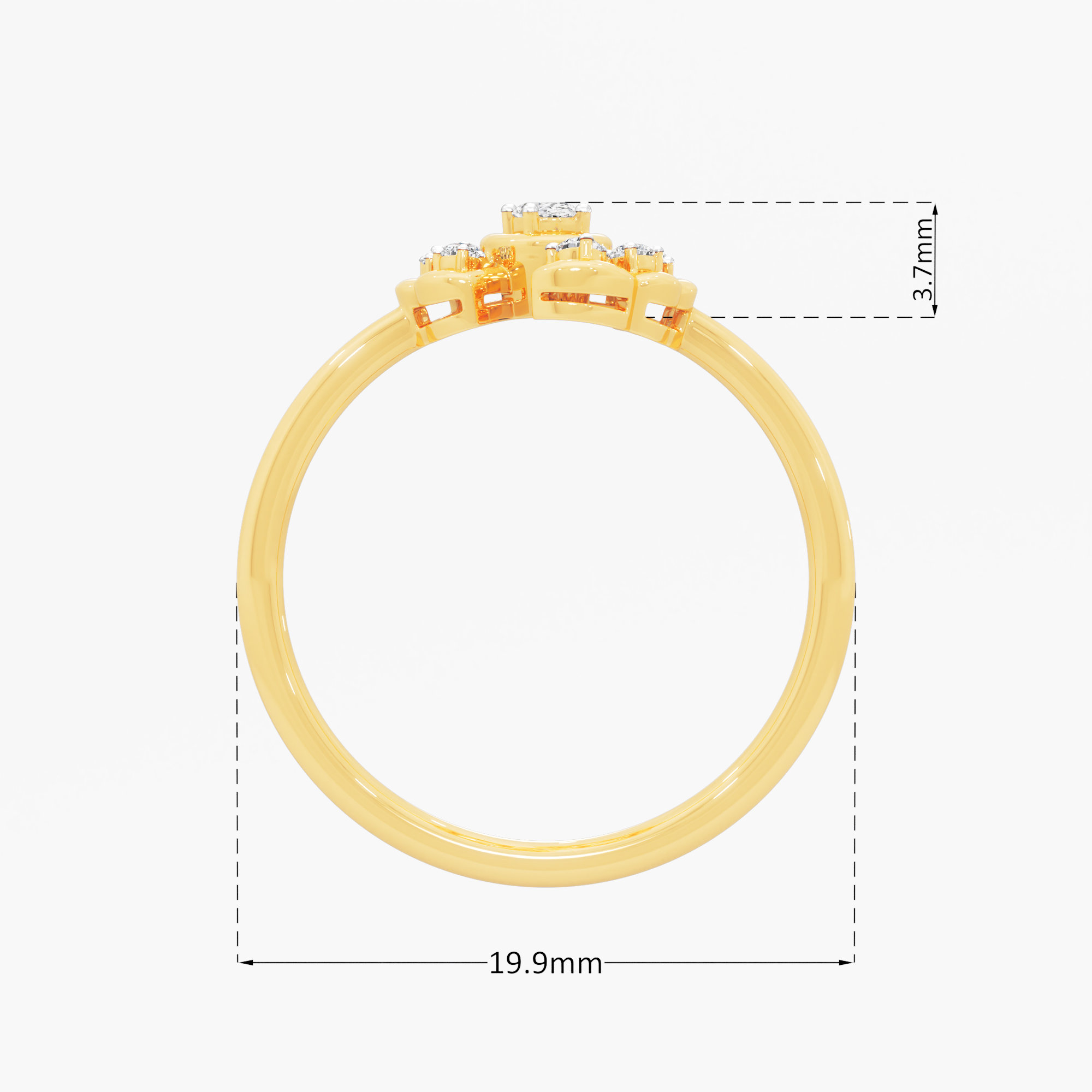 Oval Wreath Diamond Ring in 9KT Yellow Gold (Diamond Quality: FG-VVS VS)