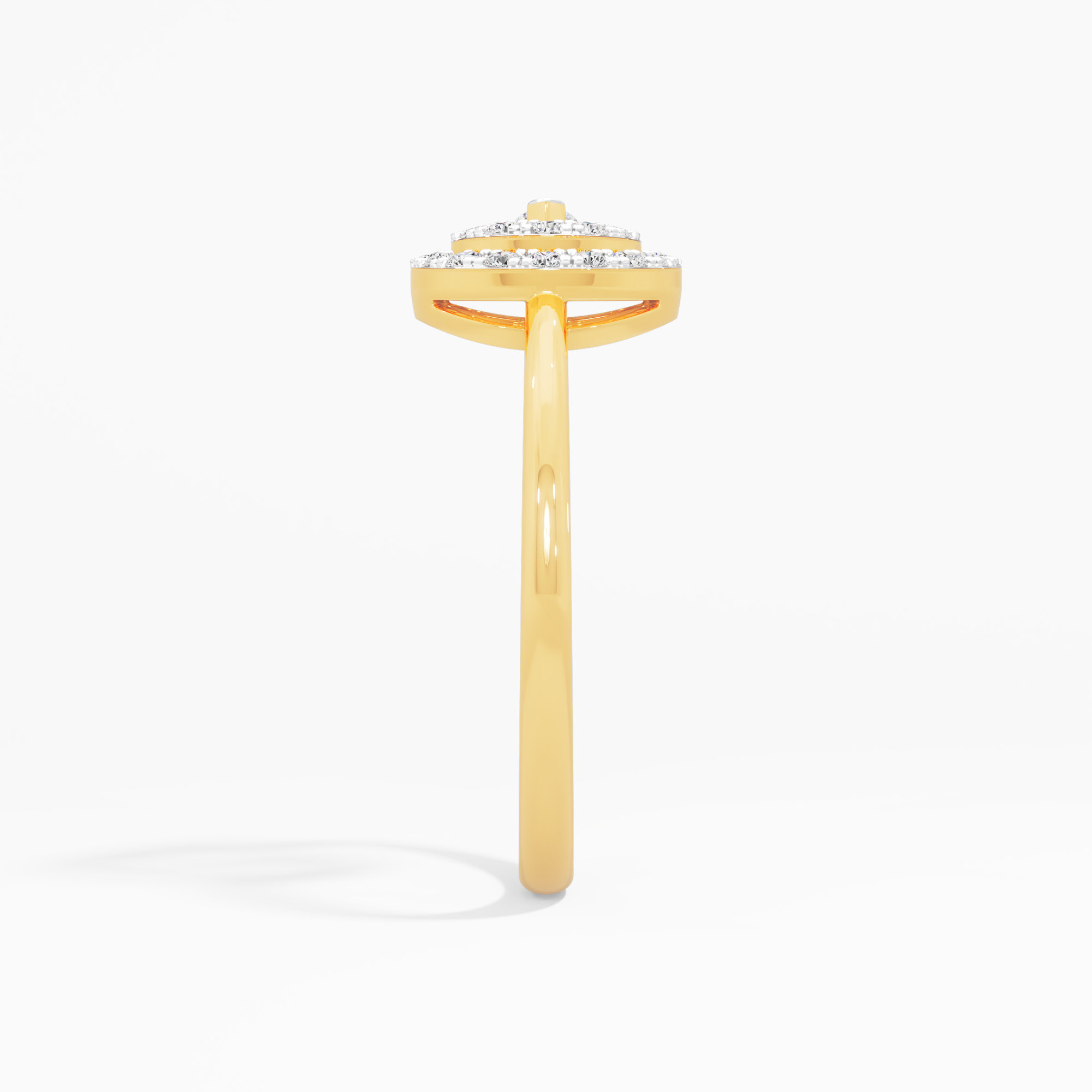 Dual Moon Orbit Diamond Ring in 9KT Yellow Gold (Diamond Quality: FG-VVS VS)