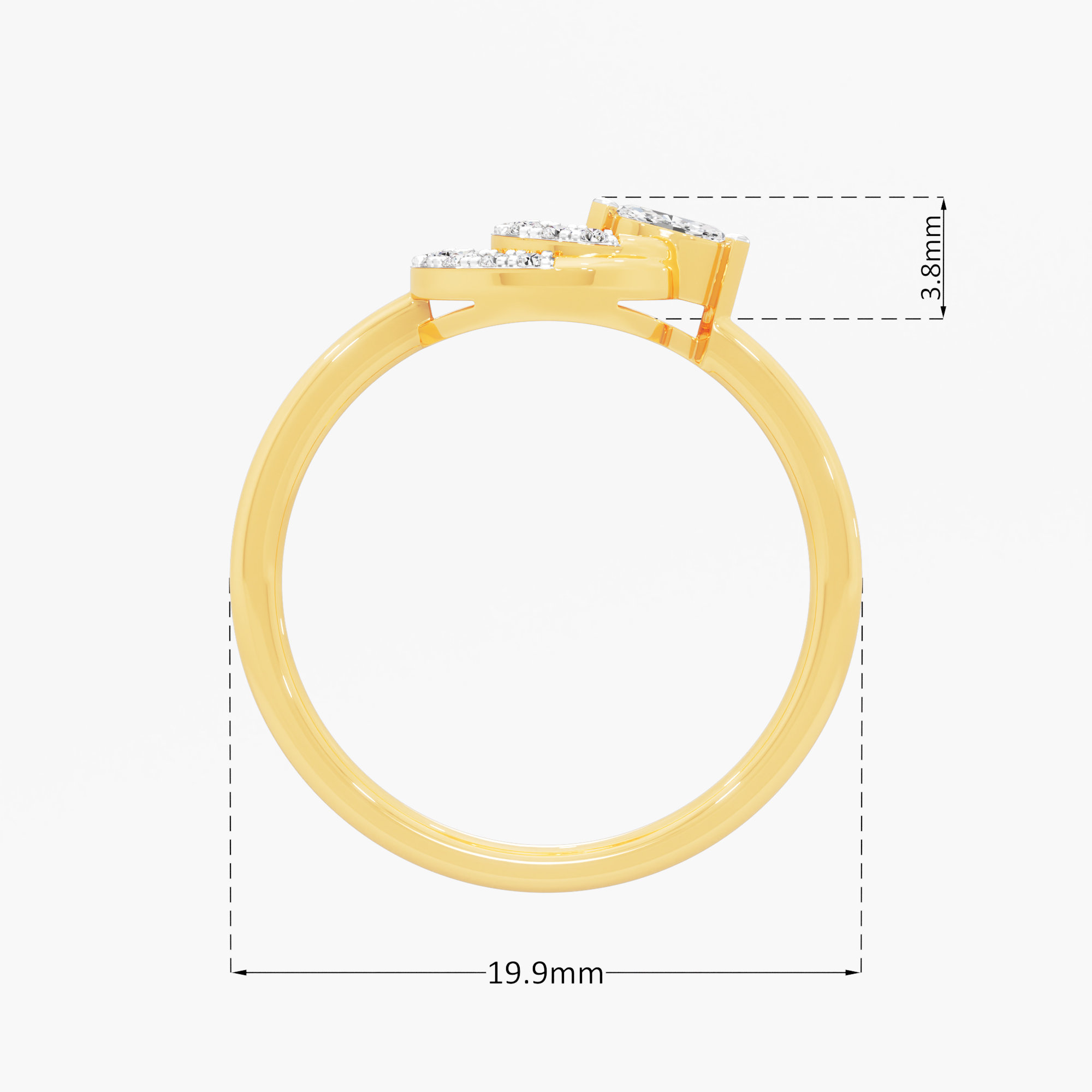 Dual Moon Orbit Diamond Ring in 9KT Yellow Gold (Diamond Quality: FG-VVS VS)
