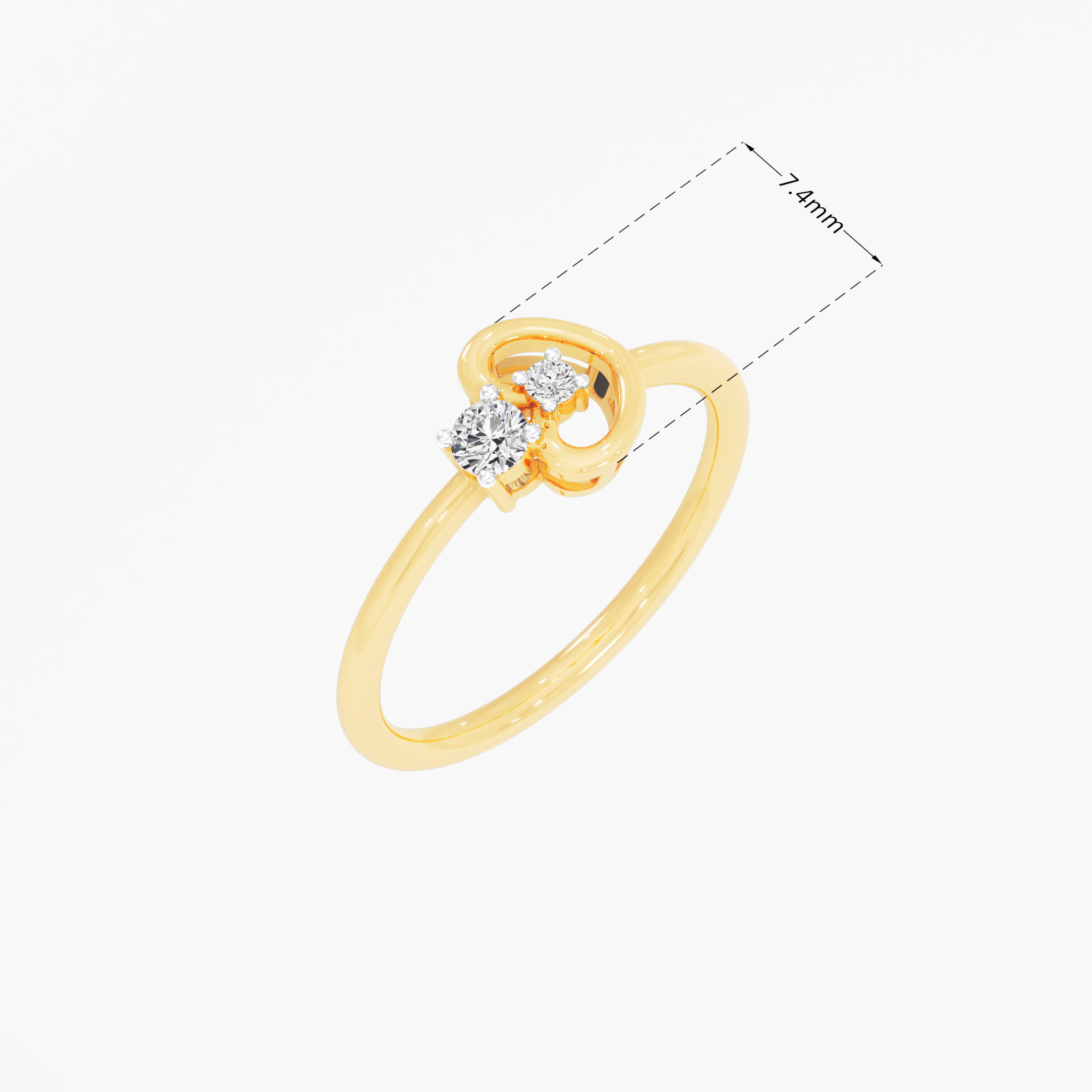Sweet Heart Diamond Diamond Ring in 9KT Yellow Gold (Diamond Quality: FG-VVS VS)