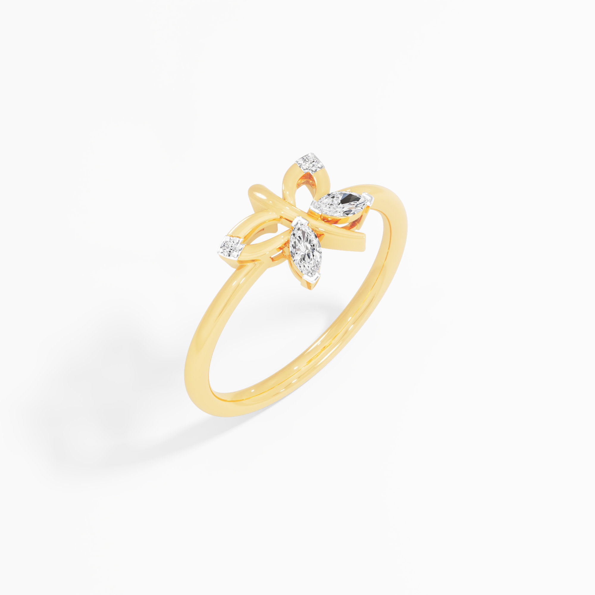 Twisted Leaf Marquise Diamond Ring in 9KT Yellow Gold (Diamond Quality: FG-VVS VS)
