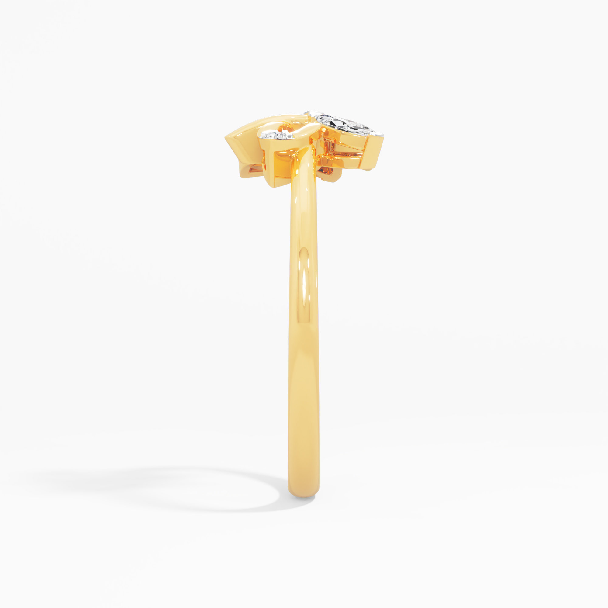 Twisted Leaf Marquise Diamond Ring in 9KT Yellow Gold (Diamond Quality: FG-VVS VS)