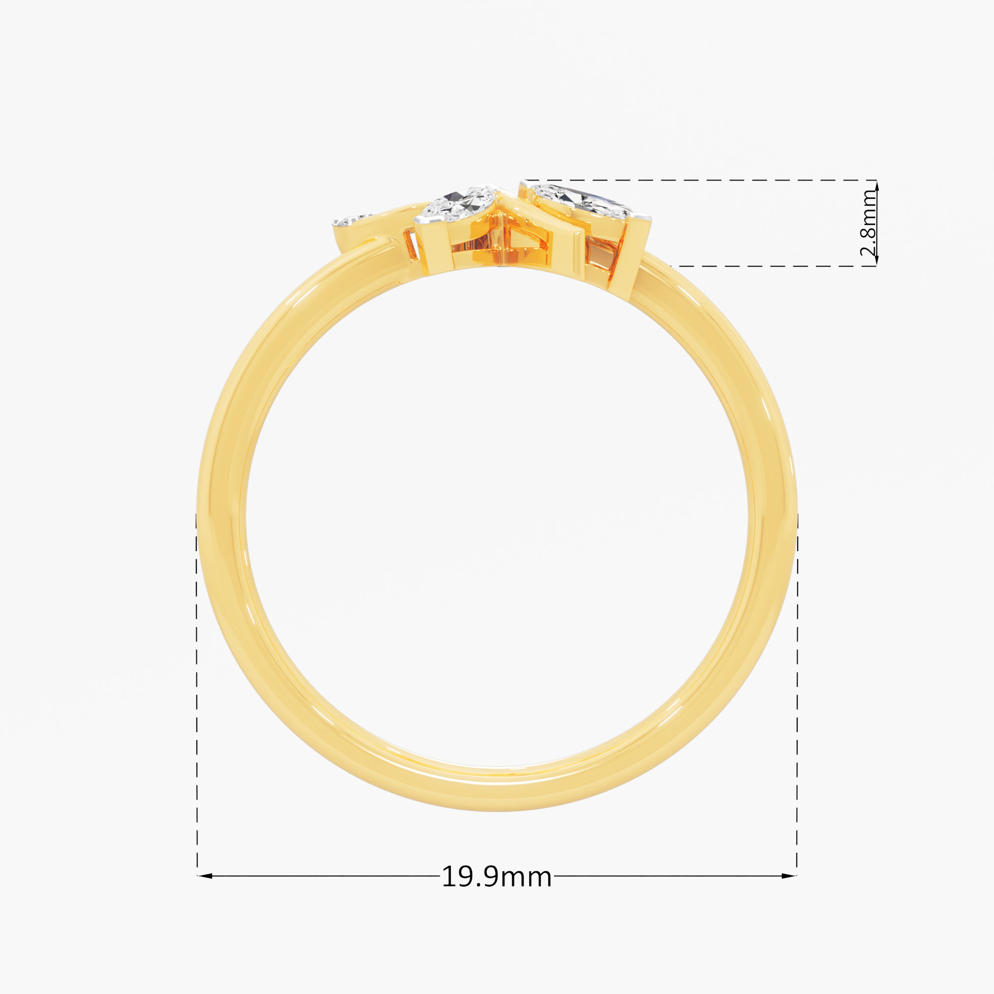 Twisted Leaf Marquise Diamond Ring in 9KT Yellow Gold (Diamond Quality: FG-VVS VS)