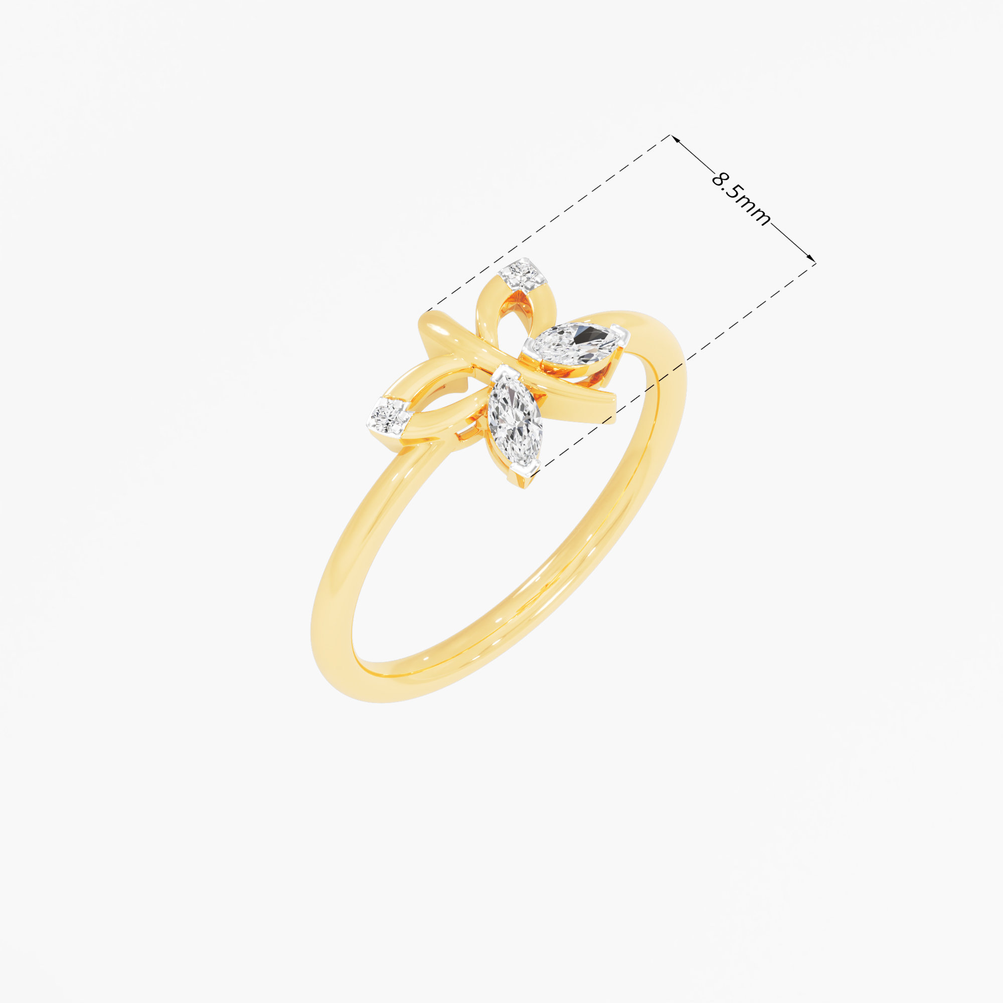 Twisted Leaf Marquise Diamond Ring in 9KT Yellow Gold (Diamond Quality: FG-VVS VS)