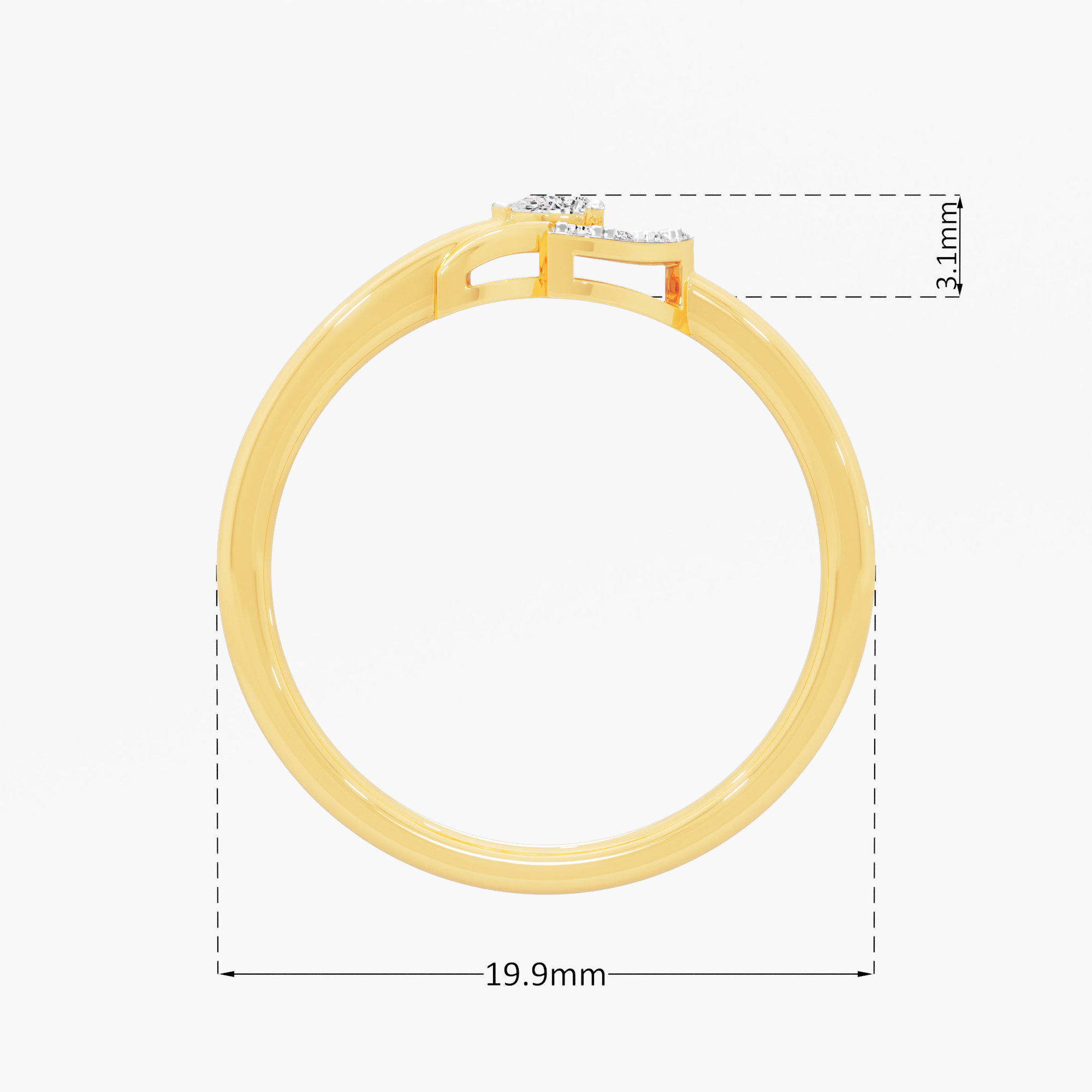 Half Moon Pear Diamond Ring in 9KT Yellow Gold (Diamond Quality: FG-VVS VS)