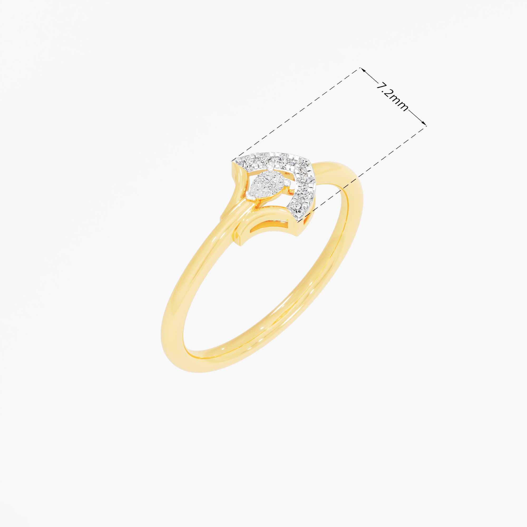 Half Moon Pear Diamond Ring in 9KT Yellow Gold (Diamond Quality: FG-VVS VS)