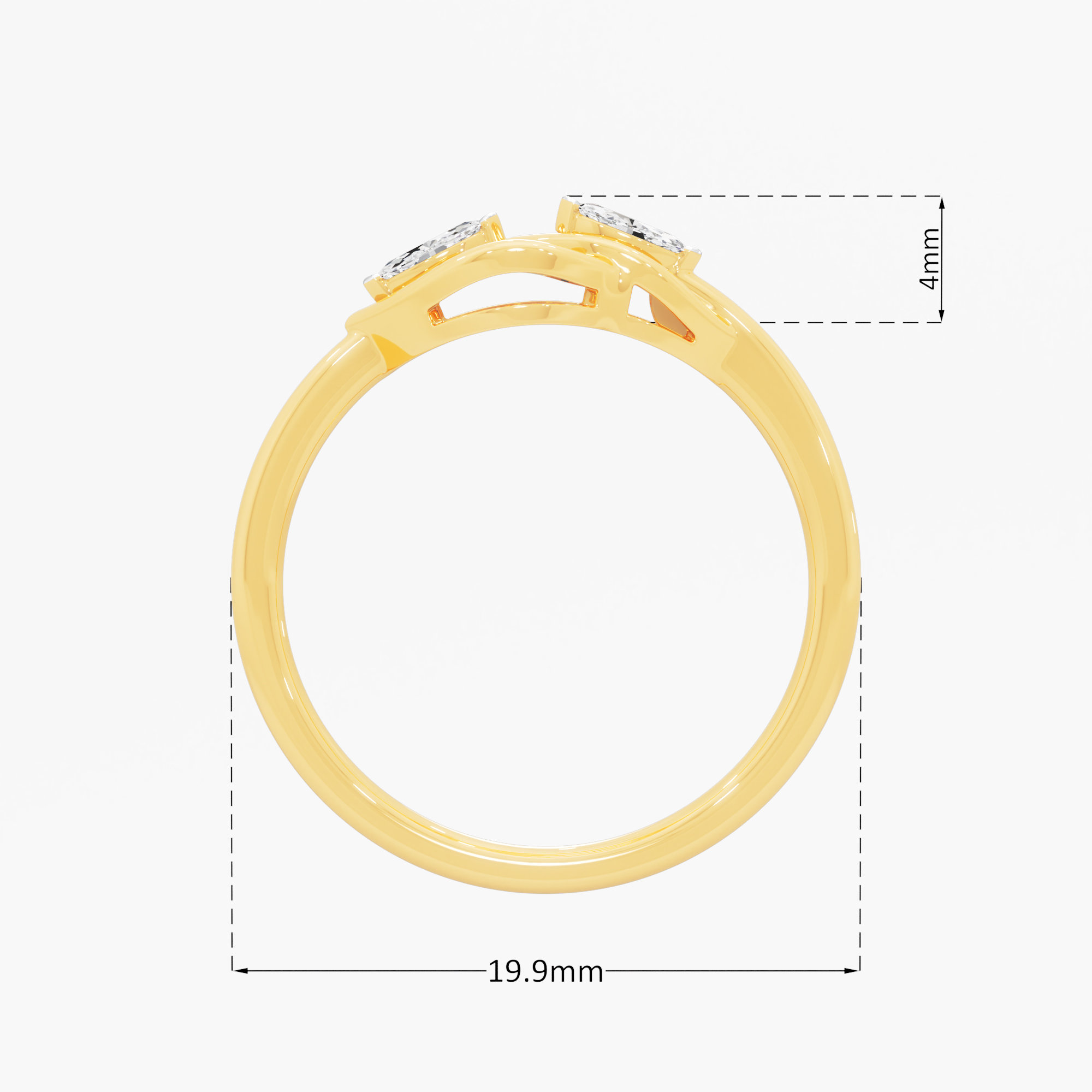 Infinity Duo Marquise Diamond Ring in 9KT Yellow Gold (Diamond Quality: FG-VVS VS)