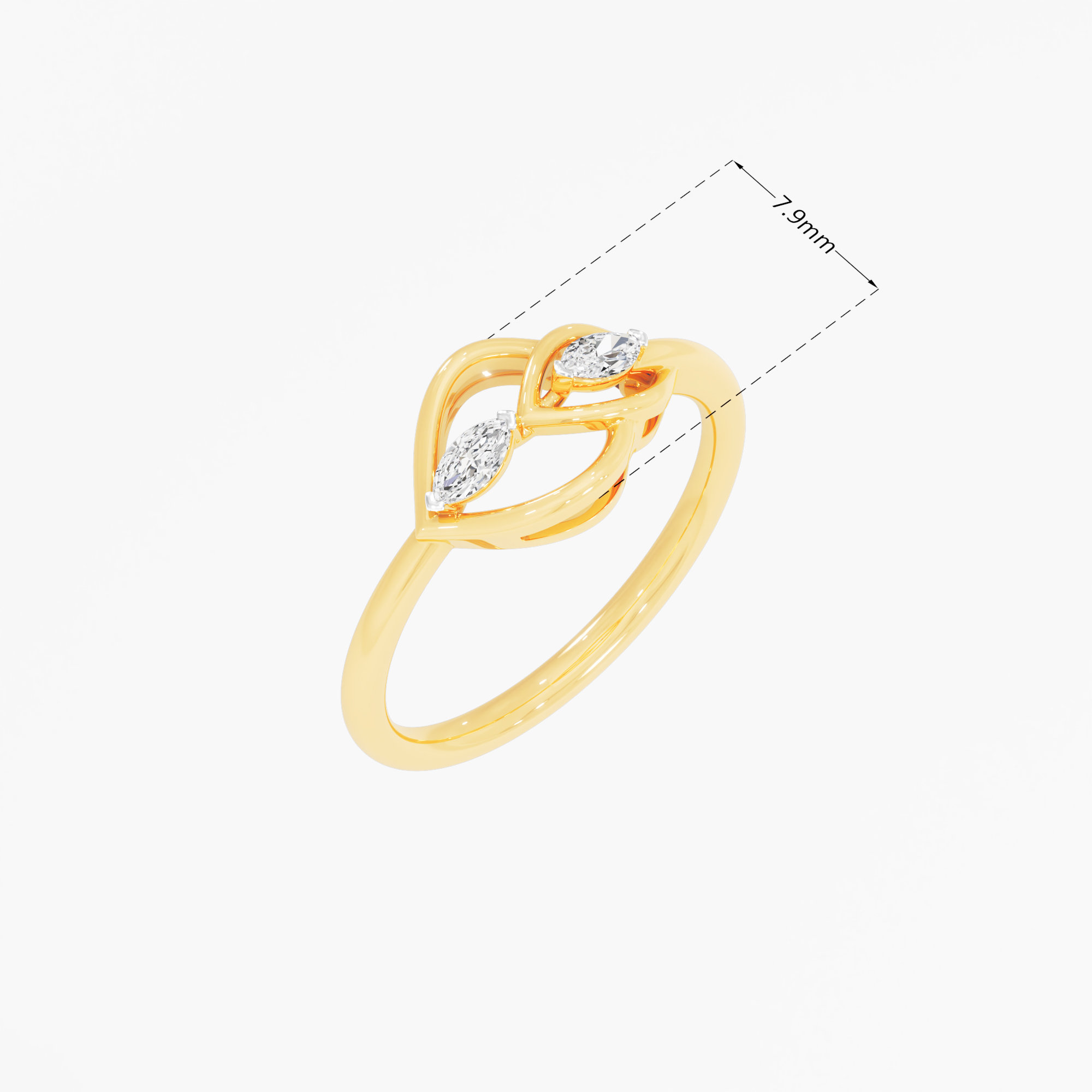 Infinity Duo Marquise Diamond Ring in 9KT Yellow Gold (Diamond Quality: FG-VVS VS)